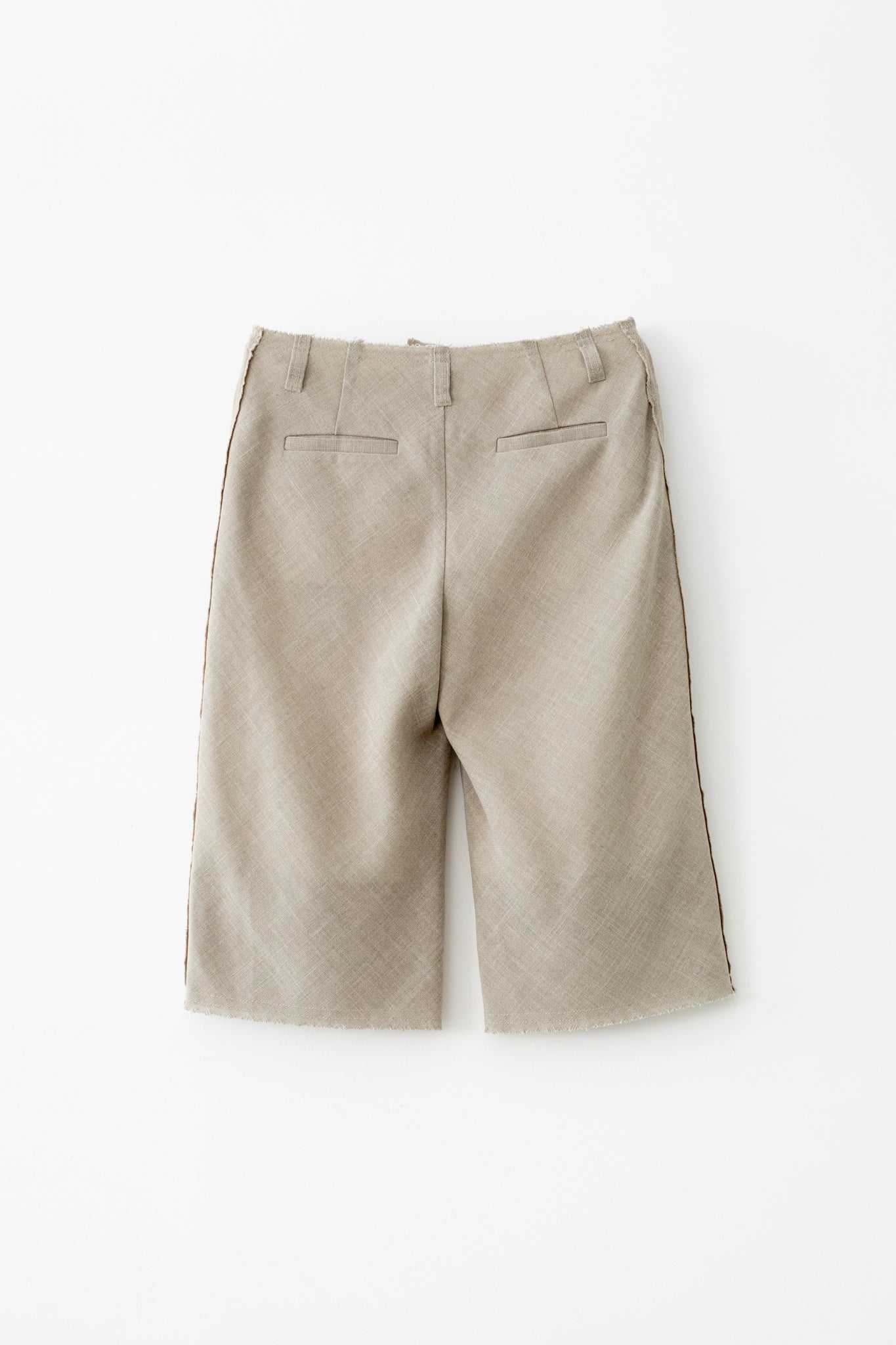 Linen Like PL Unhemmed Hip Hugger Half Pants (ls72655P)
