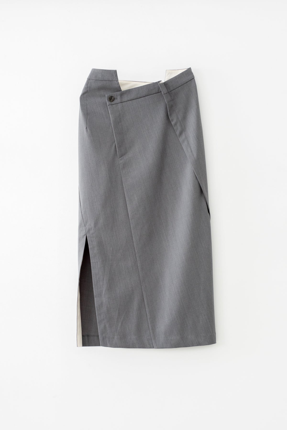 Wool Mix Gabardine Spiral Seam Skirt (ls72637S)