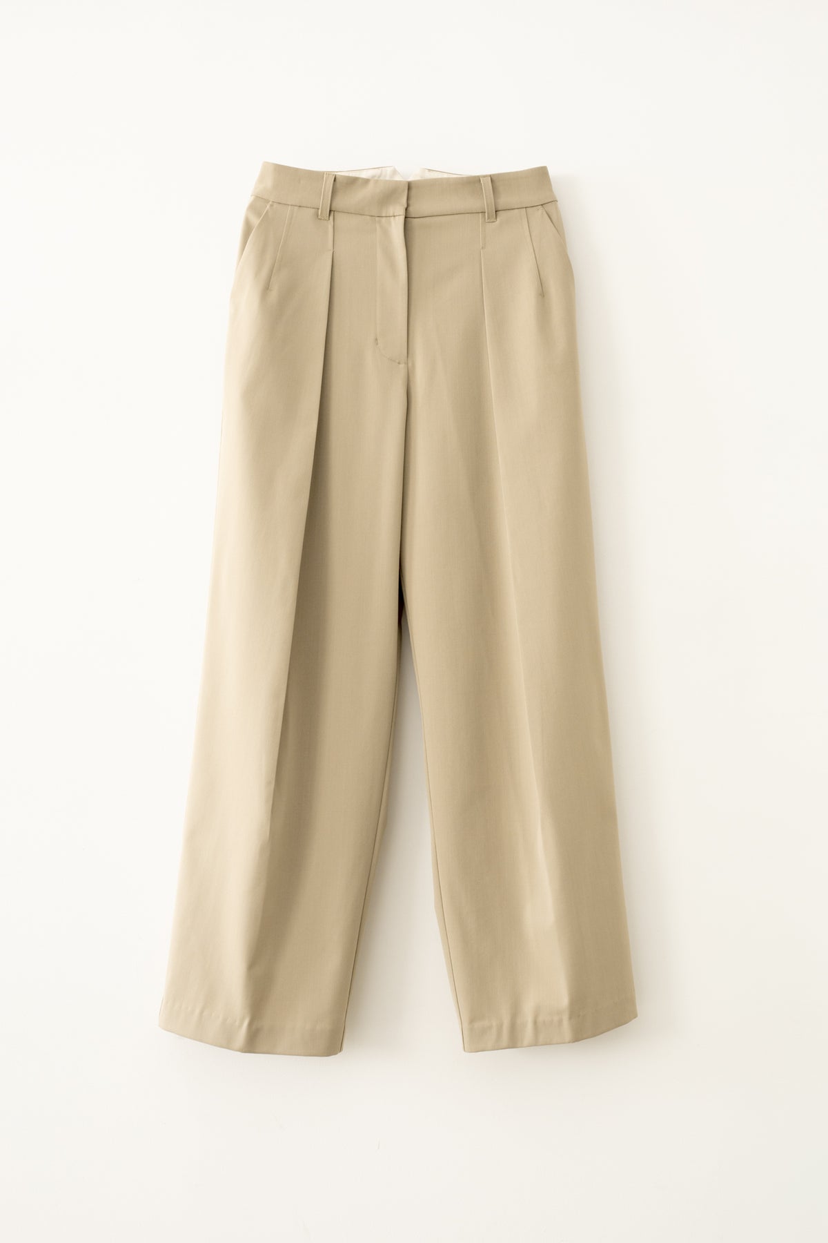 Wool Mix Gabardine Hip Hugger Tucked Wide Slacks (ls72638P)