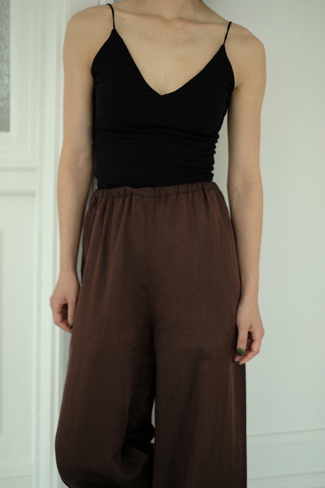 Cotton Silk Satin Embroidery Easy Pants (ls32345P)