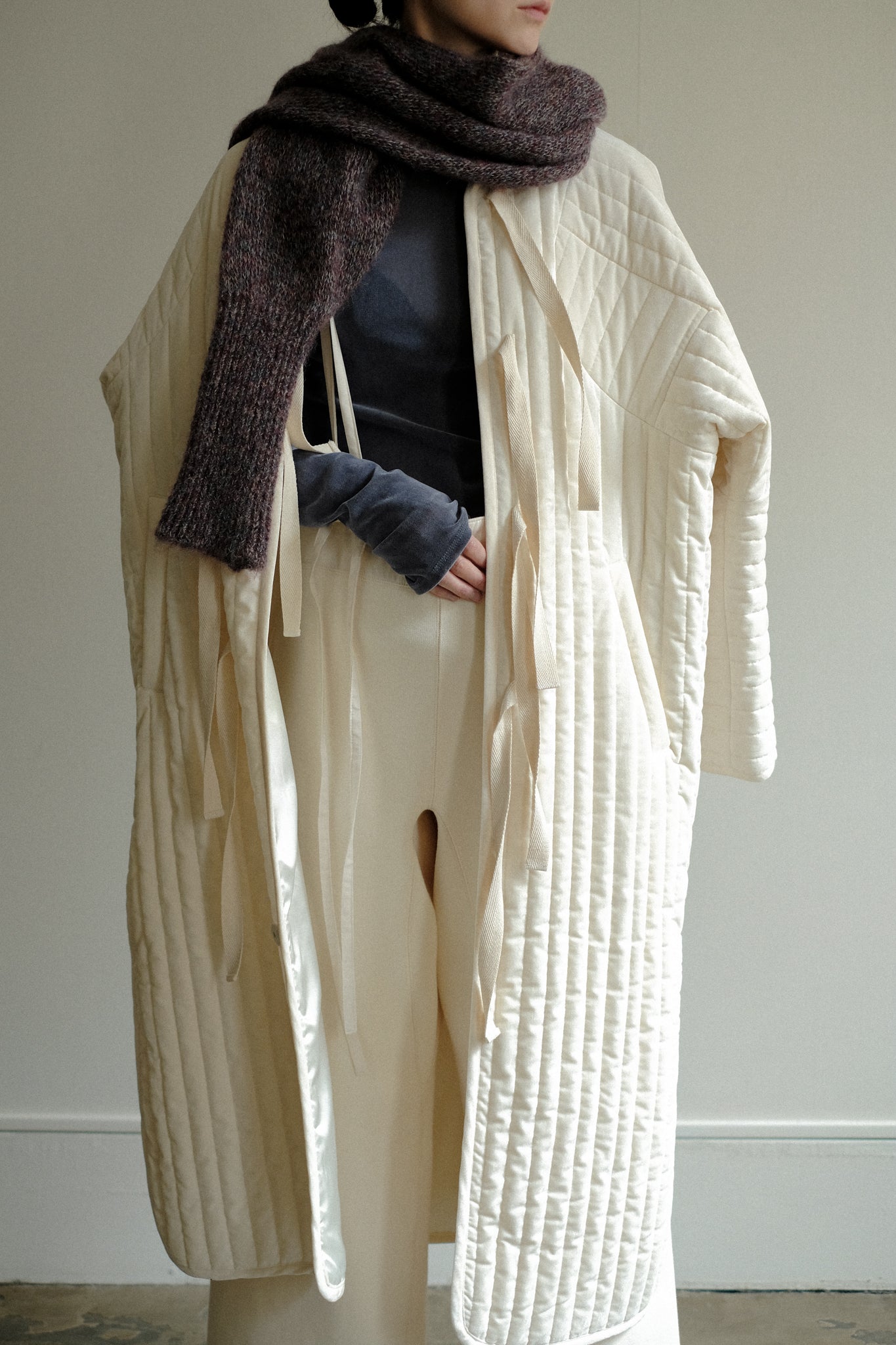 Velvet Quilt Gambeson Long Coat (ls24333J)