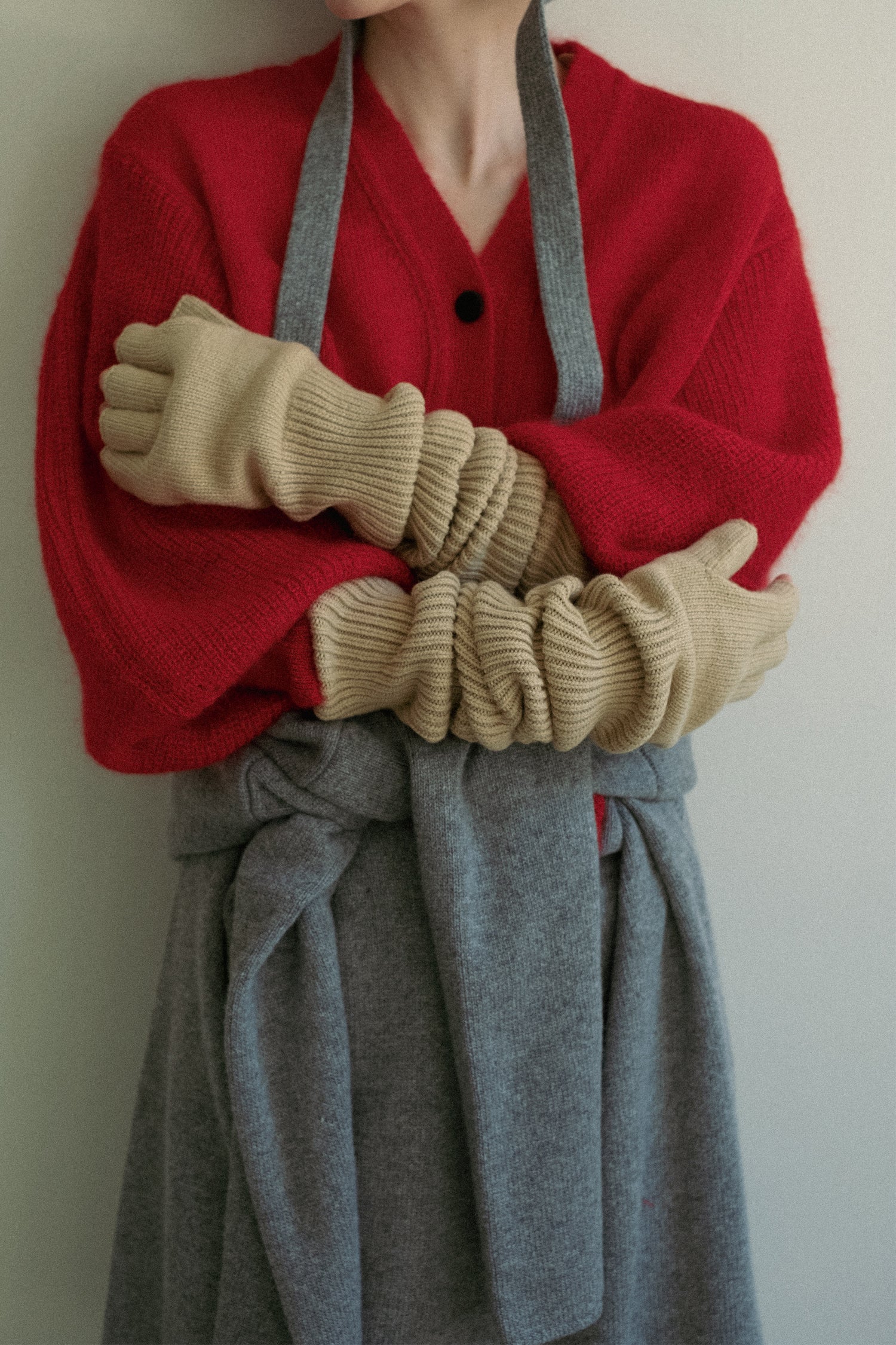 Kid Mohair Balloon Sleeves Cardigan (ls24306K)