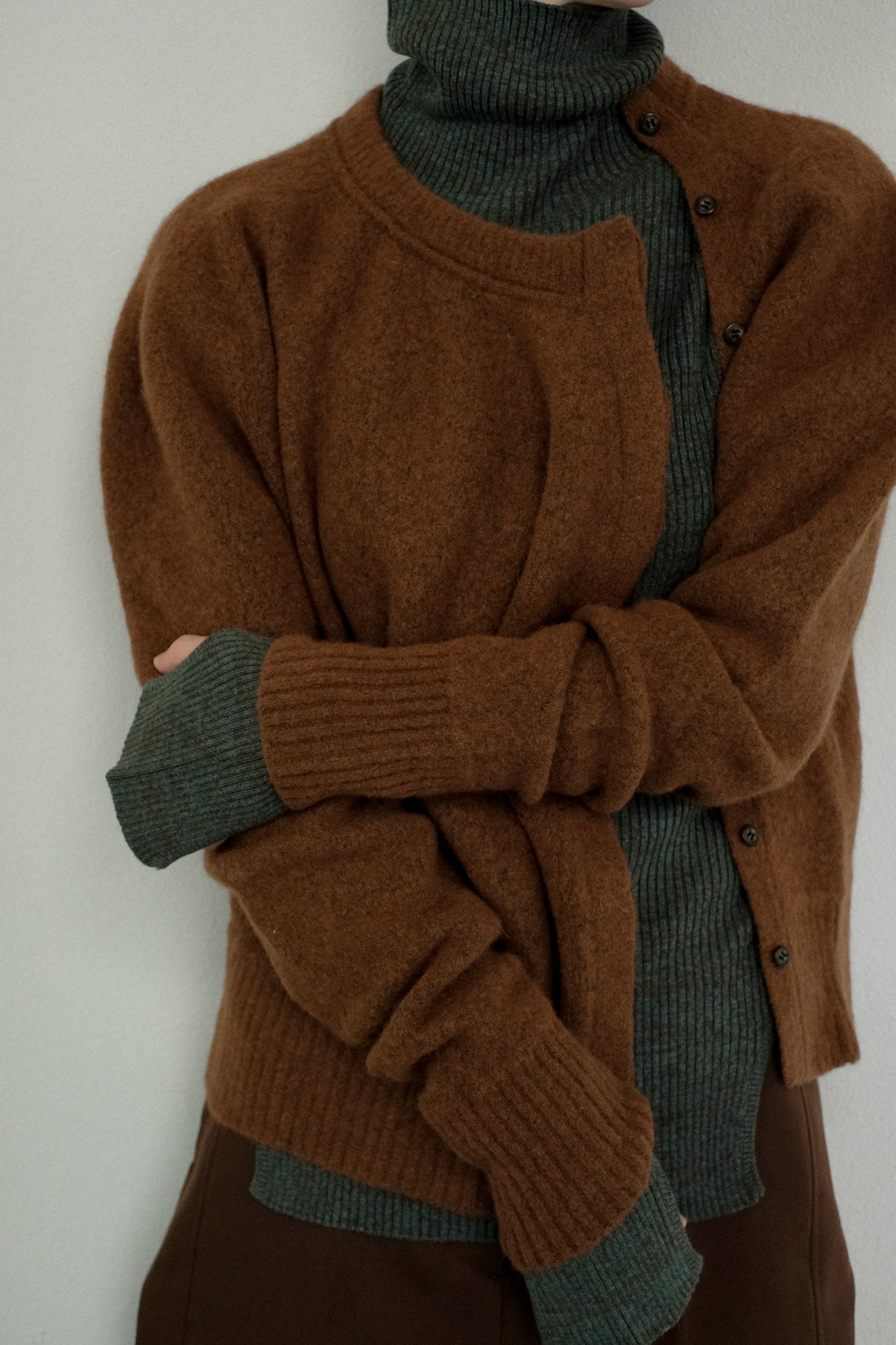 Raccoon Wool Mix Over Shoulder Knit(ls34400K)