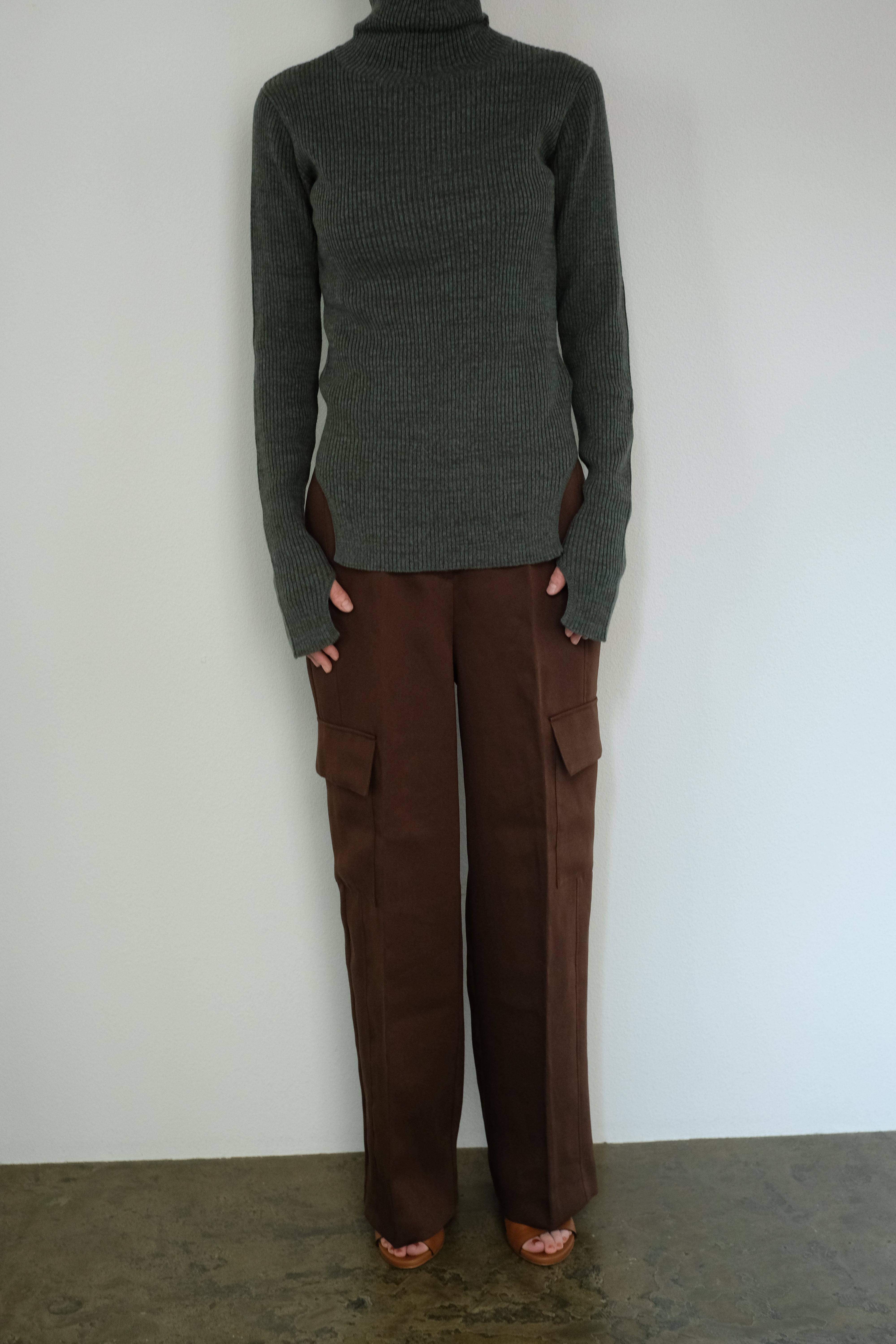 Switching Design Satin Cargo Slacks(ls34403P)