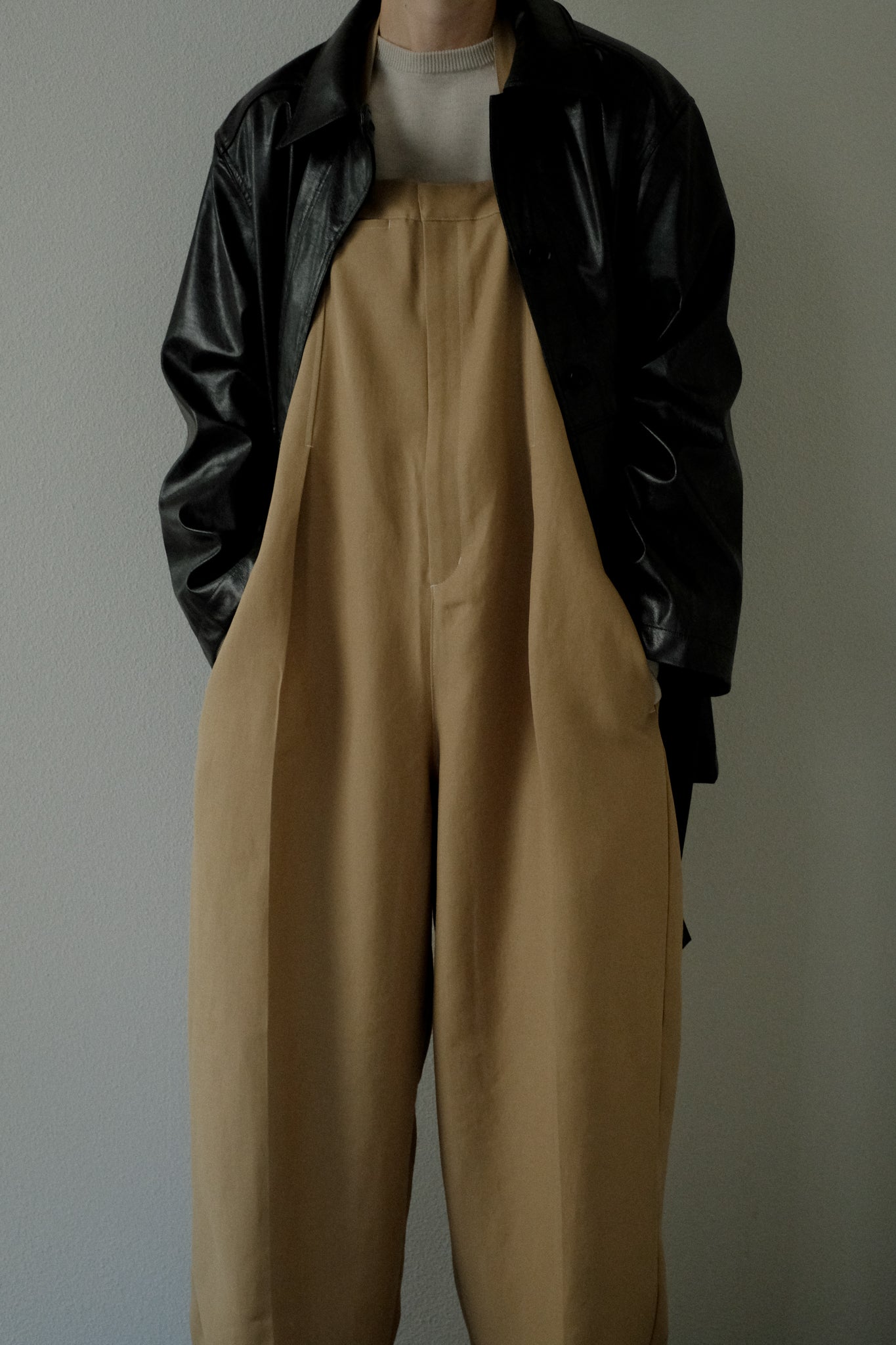 Vegan Leather Belted Jacket(ls34397J)