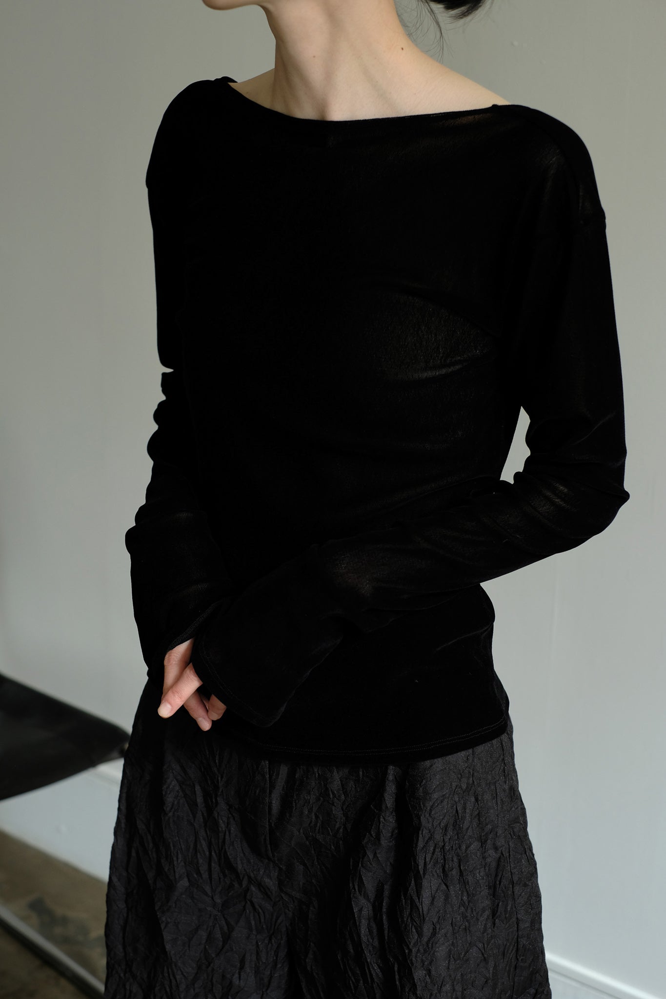 2way Velvet Tulle Top (ls34430T)
