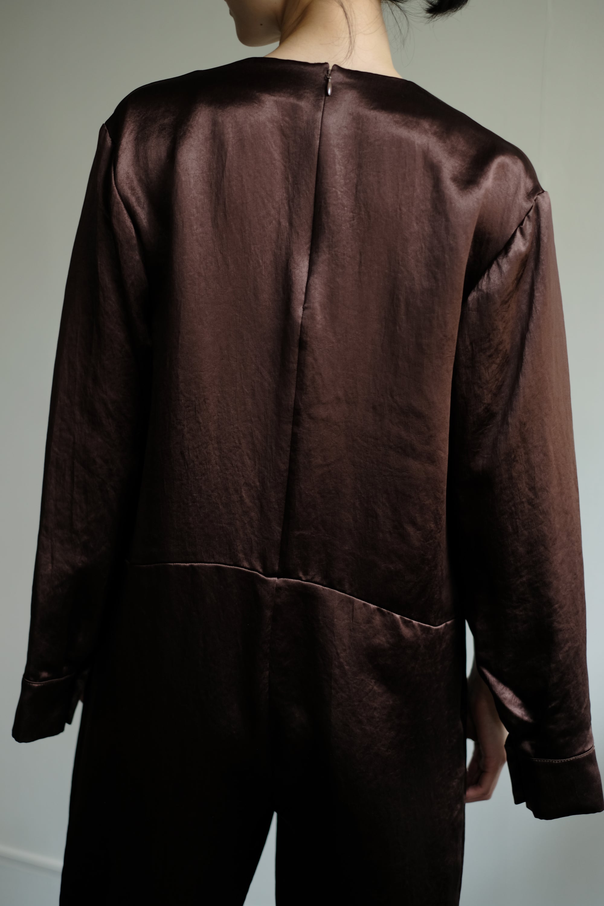 Heavy Satin Deep-V Jumpsuit (ls24318P)