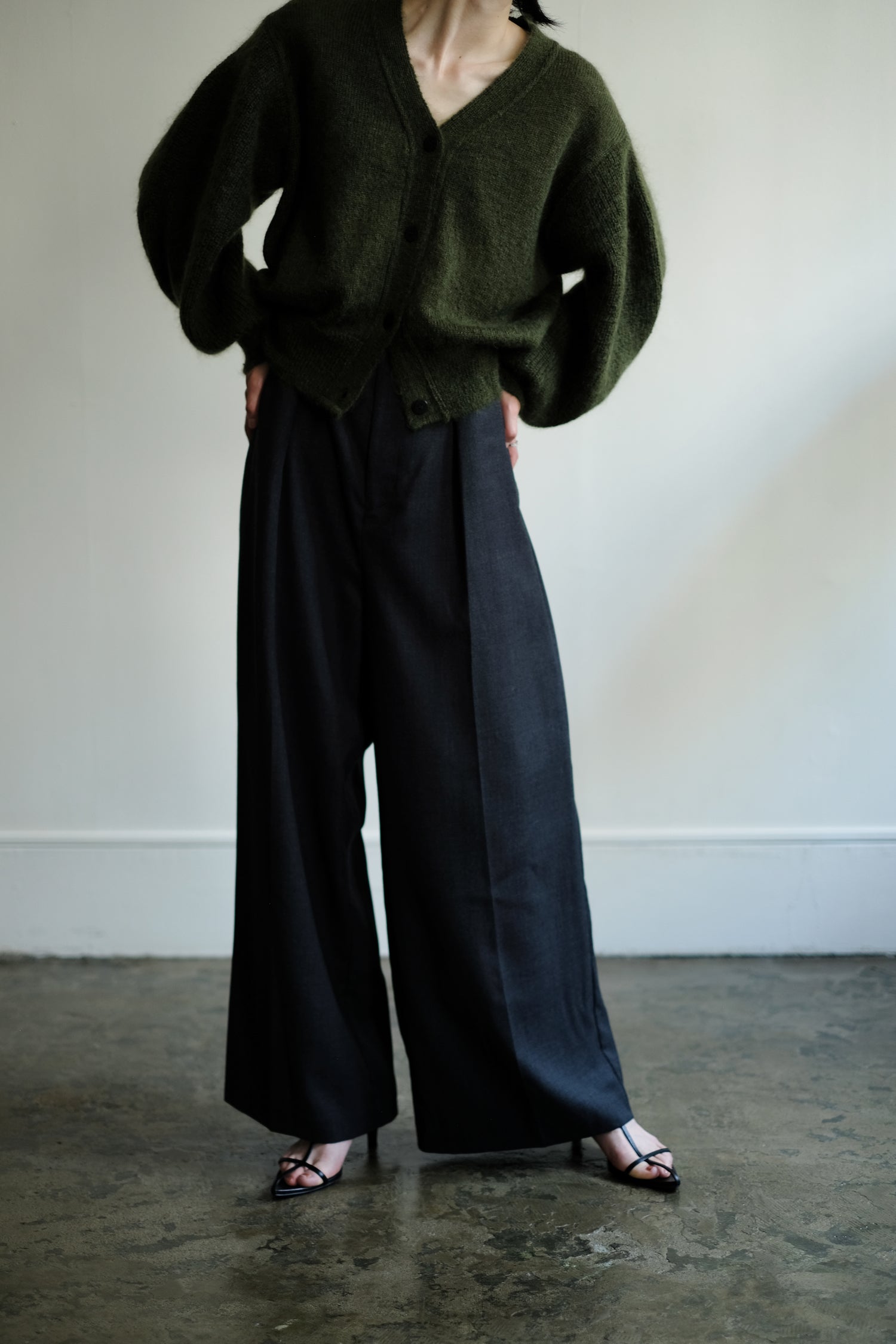 Kid Mohair Balloon Sleeves Cardigan (ls24306K)