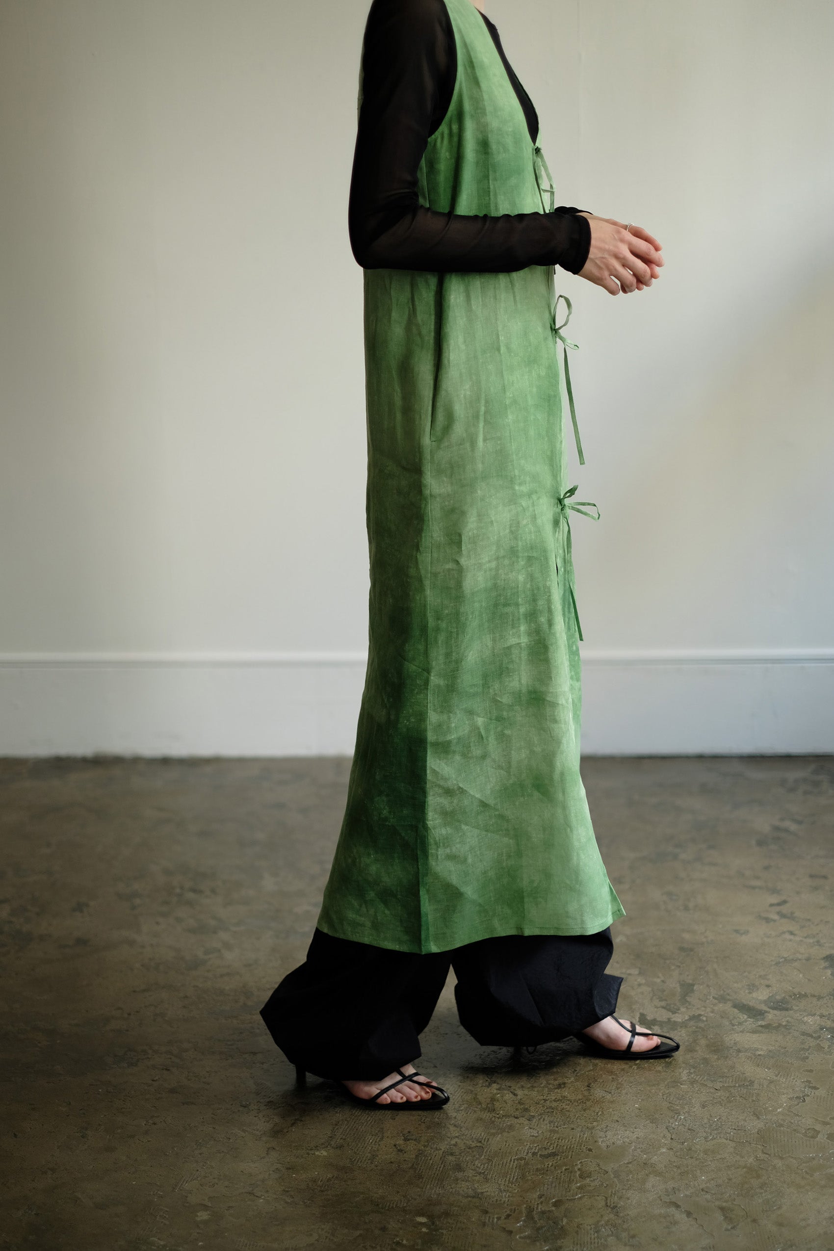 Hand Dyed Linen Long Gilet(ls12239D)