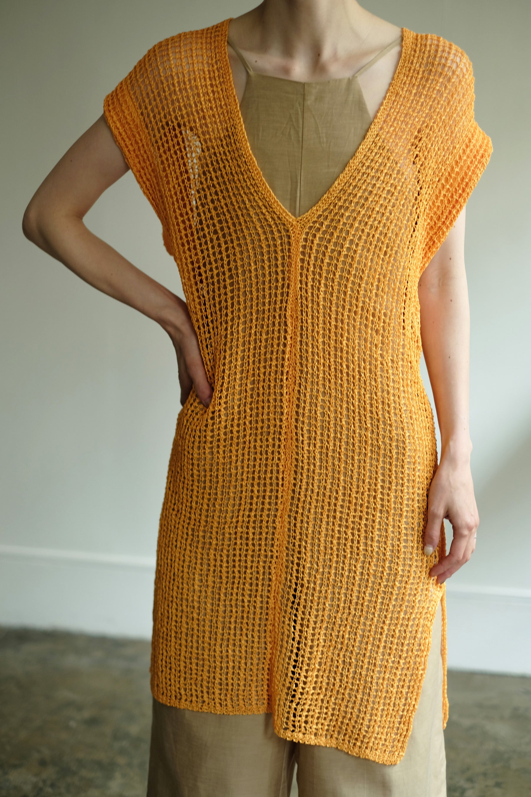 Tape Yarn Mesh Vest(ls12225K)