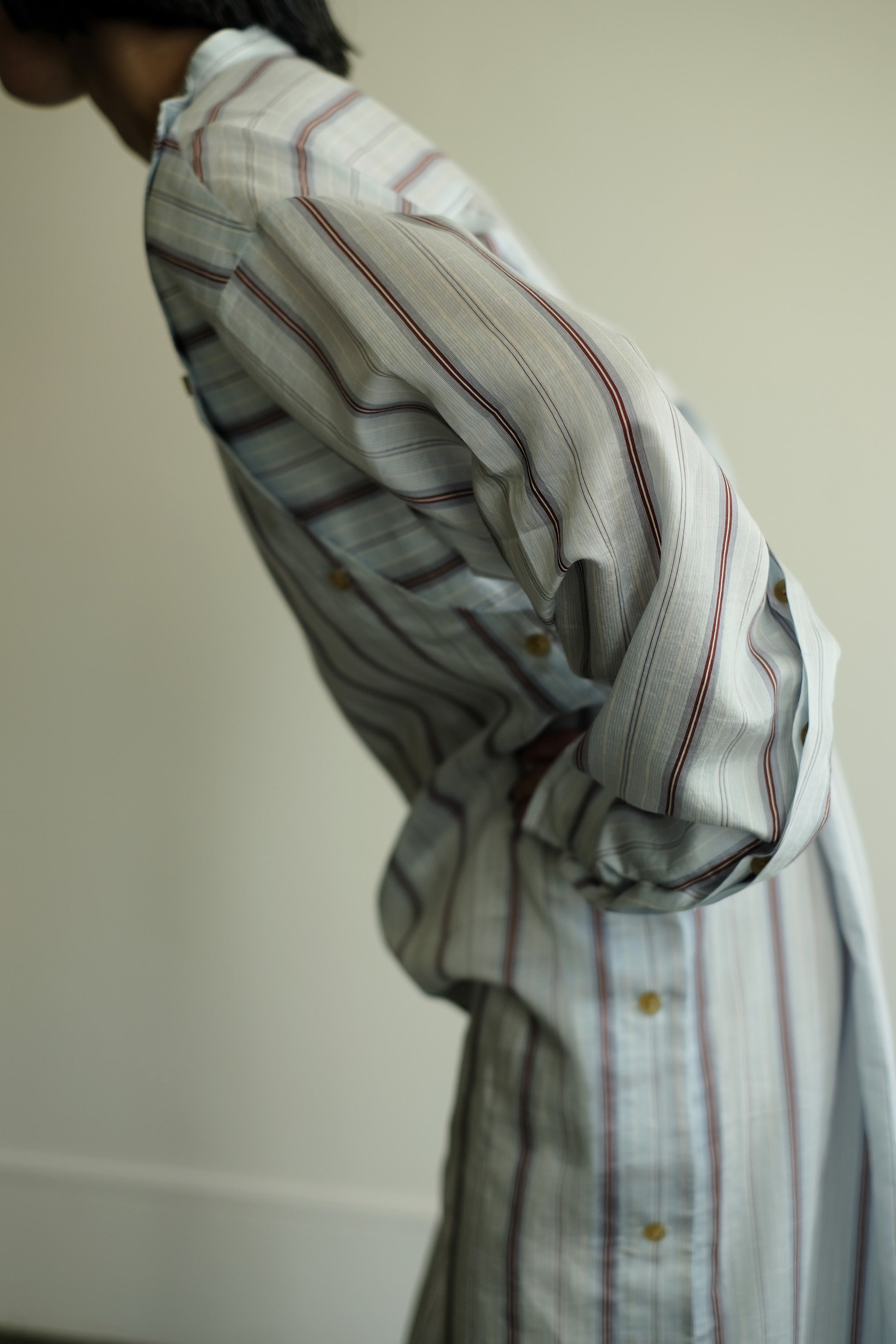 Stripe Epee Shirt Long Dress(ls24342D)