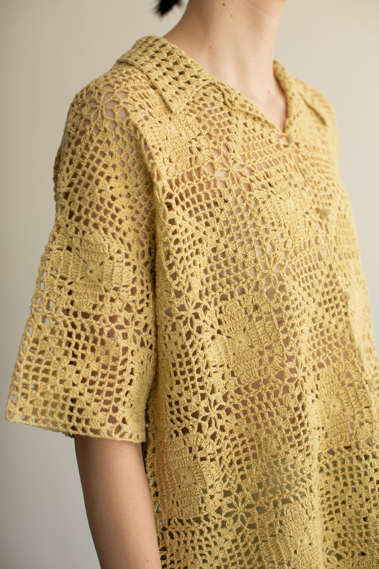 Hand-knitted Lace Patchwork Shirt(ls22289T)