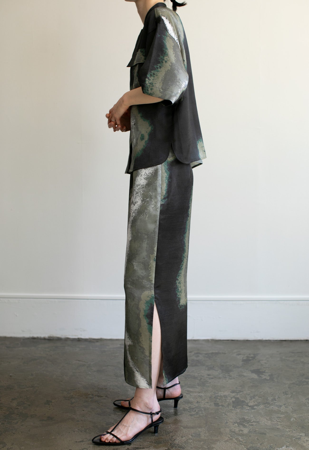 Earth Print Pencil Skirt(ls22299S)
