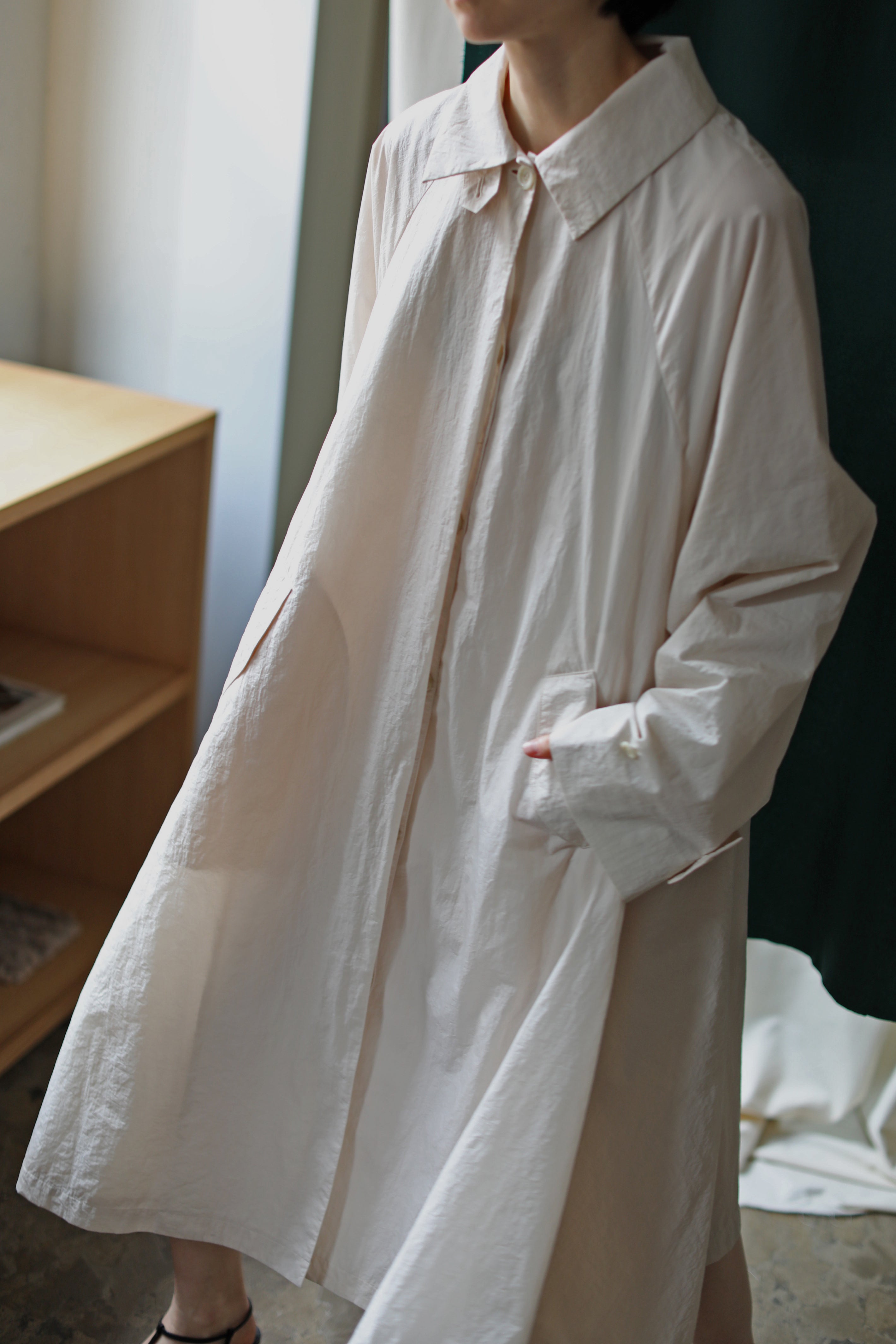 Drape Wide Bal Collar Coat(ls22276J)