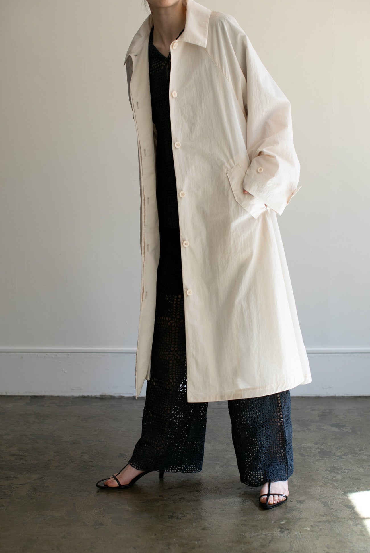 Drape Wide Bal Collar Coat(ls22276J)