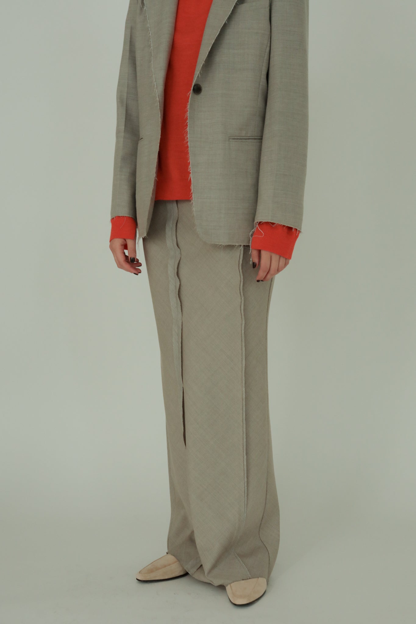 Wool Twill Unhemmed Long Skirt(ls34393S)