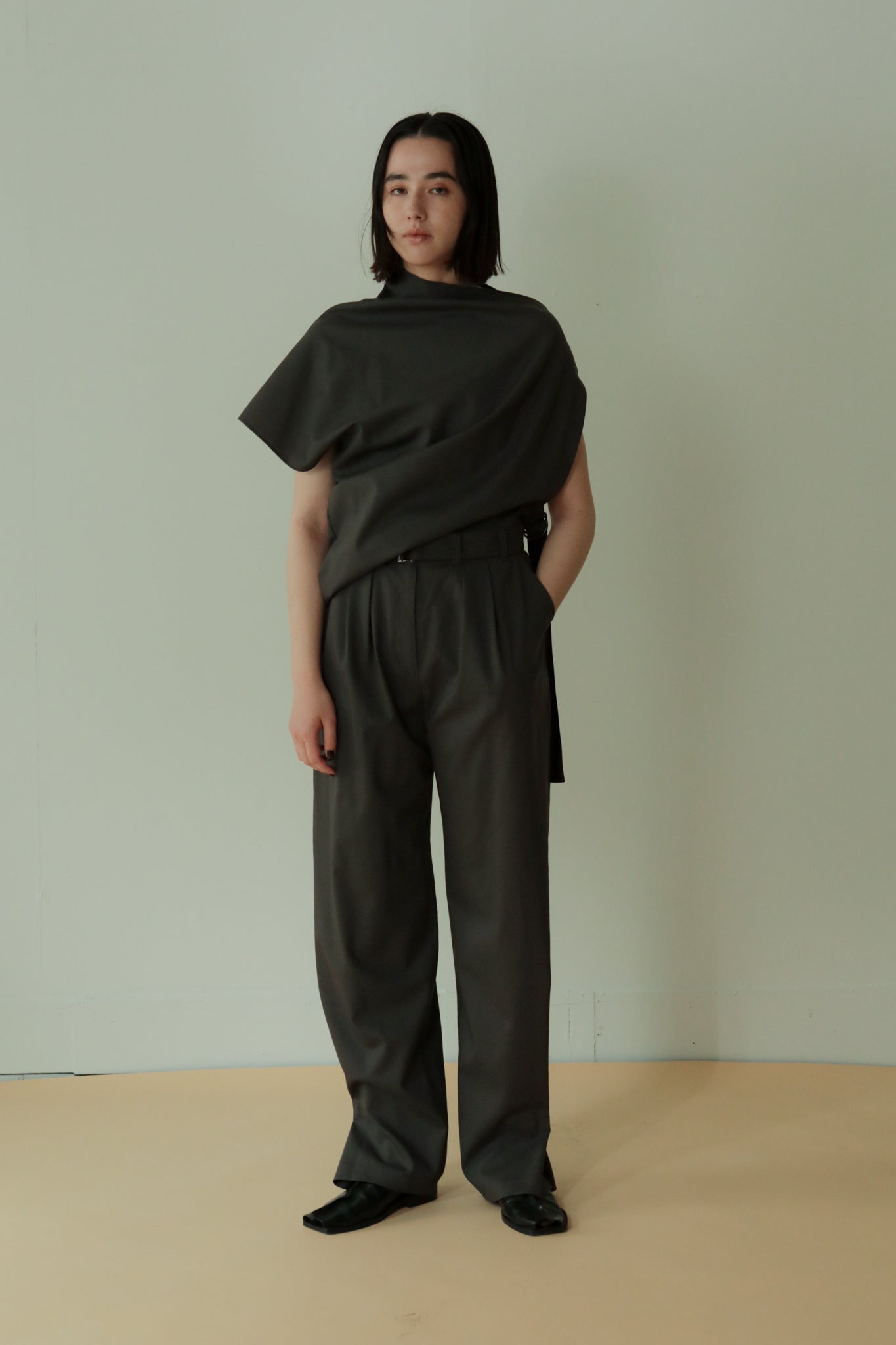 Wool Tropical 2Way Belted Trousers(ls34382P)