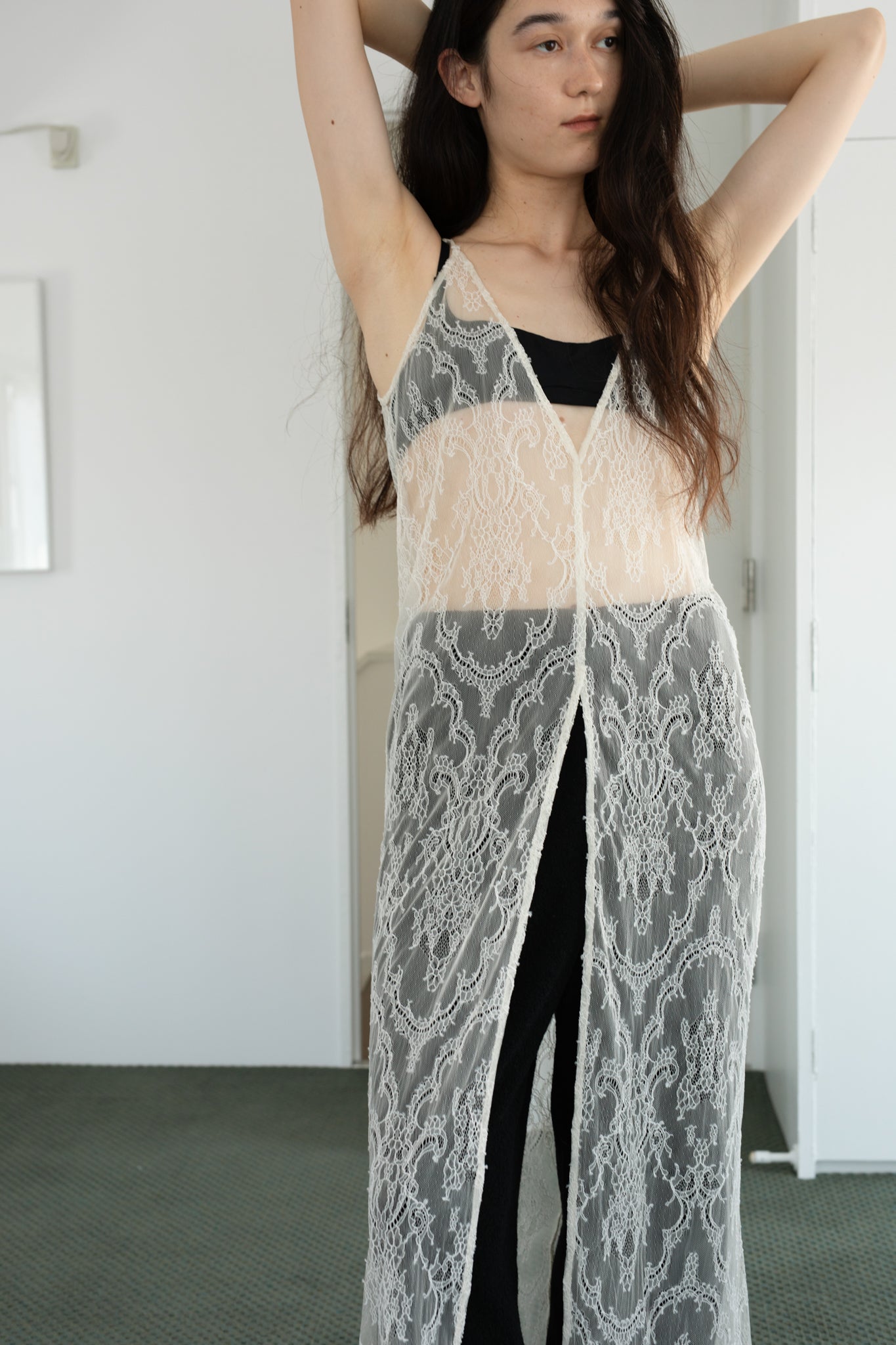 Lace Camisole Slit Dress (ls54541D)