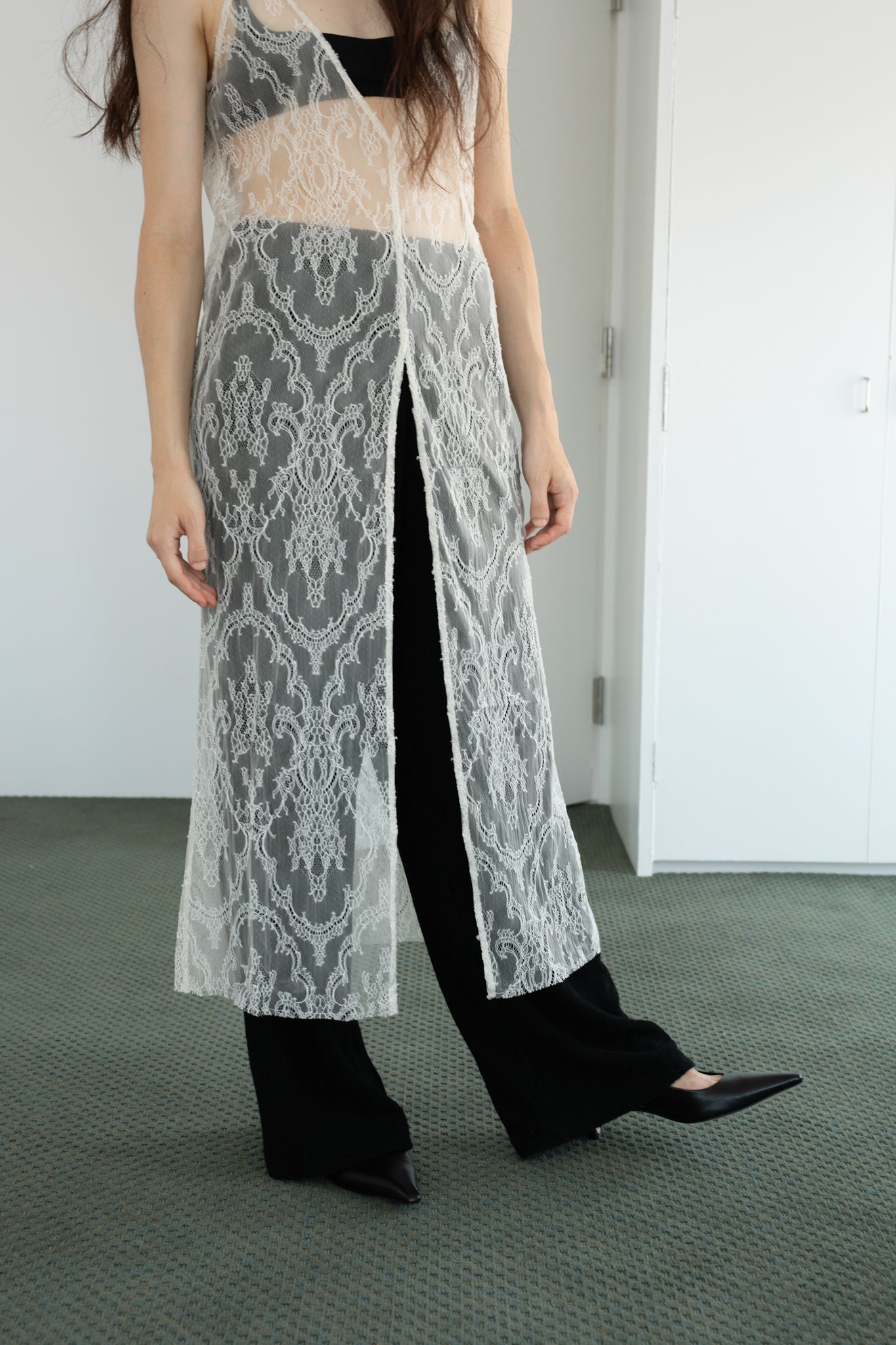 Lace Camisole Slit Dress (ls54541D)