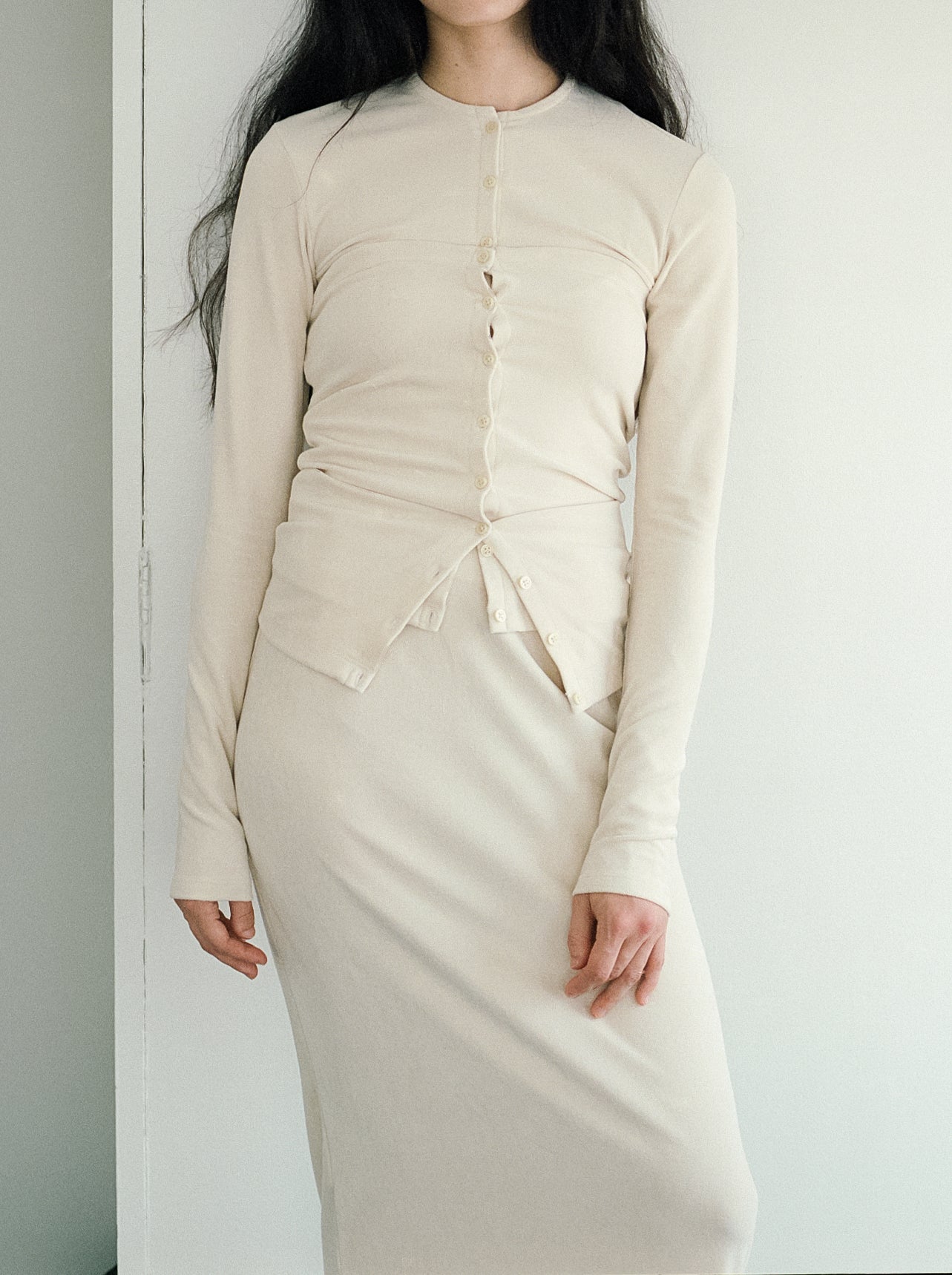 High Gauge Pile Tight Hem Cardigan (ls64618T)