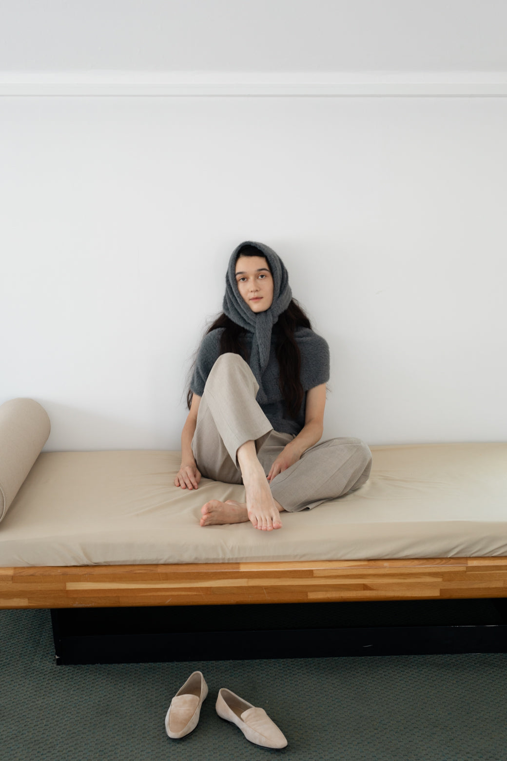 Nylon Fur Drape Knit Cape (ls54532K)