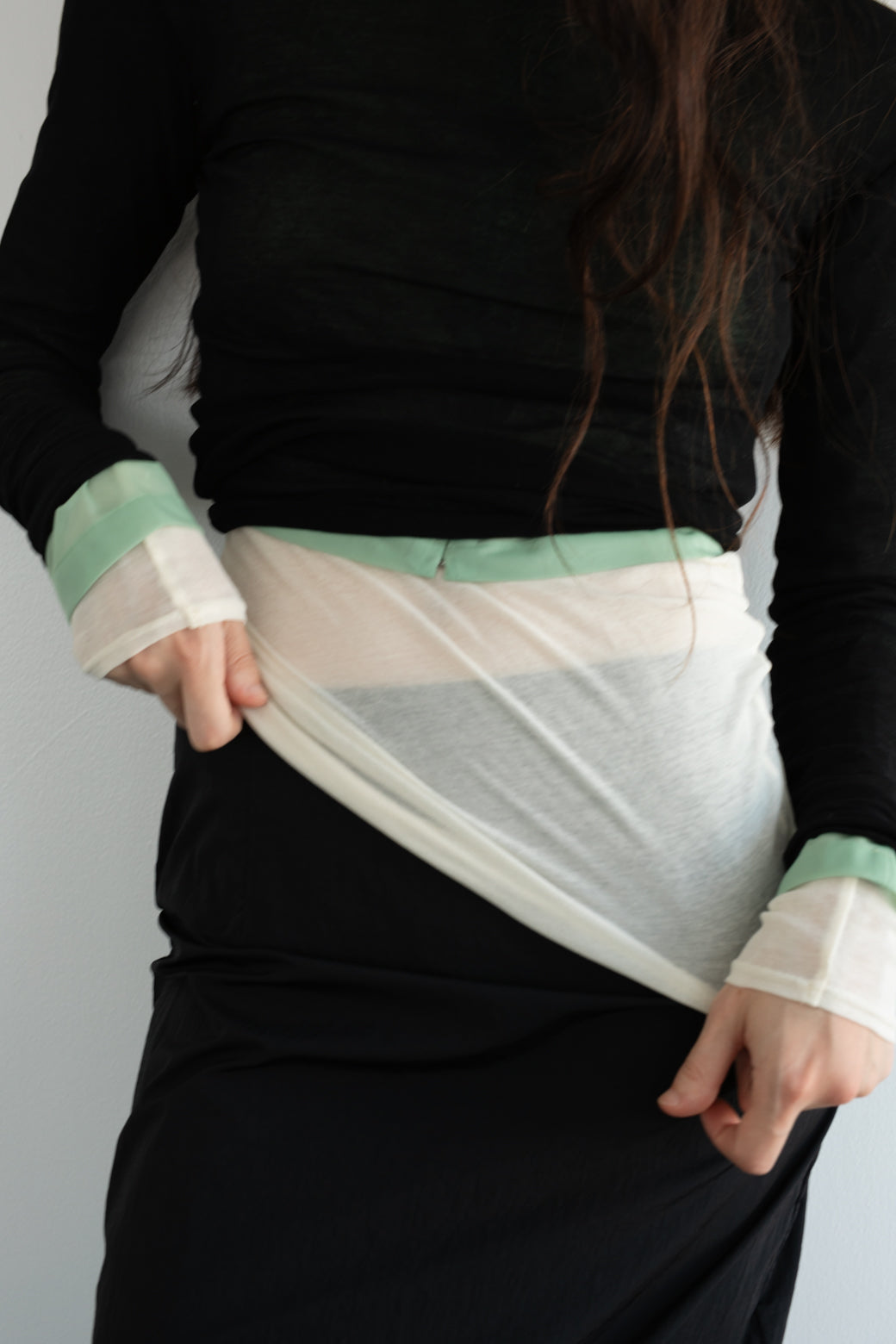 Sheer Fries Turtleneck Top (ls54551T)