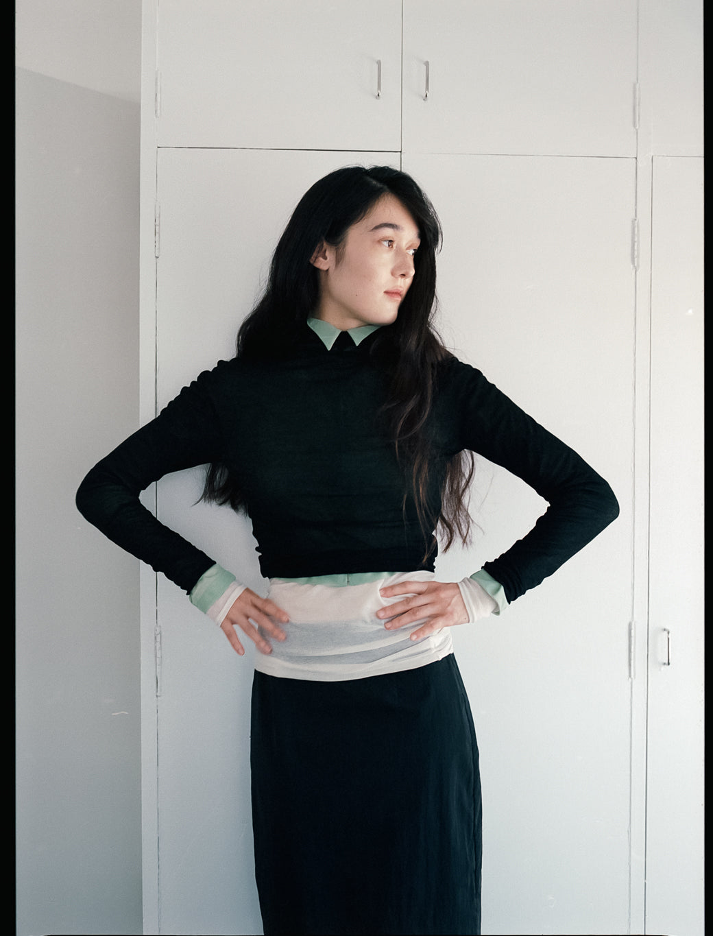 Sheer Fries Turtleneck Top (ls54551T)