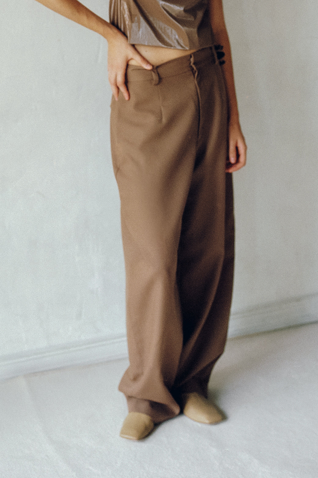 Wool Mix Curved Trousers (ls62581P)