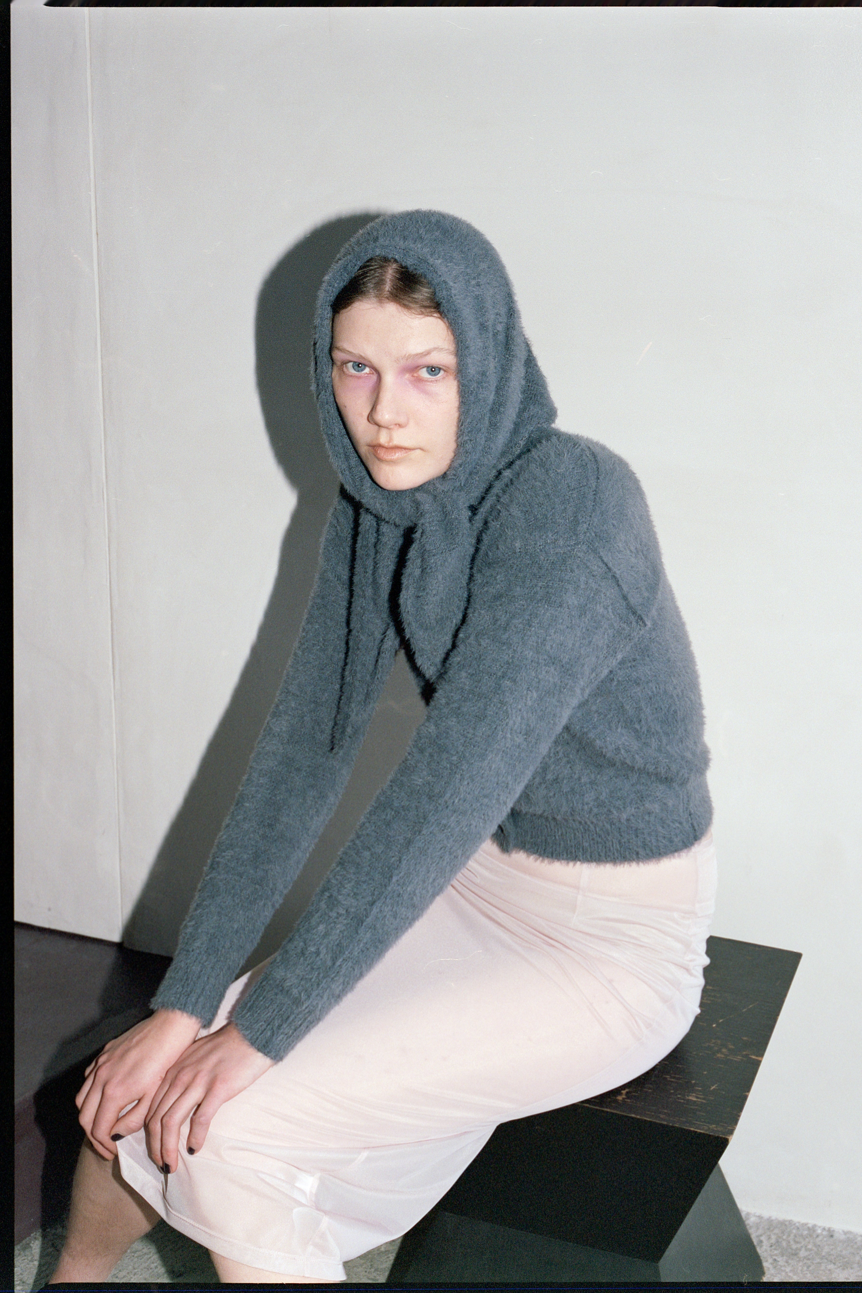 Nylon Fur Trianglar Knit Scarf (ls54533A)
