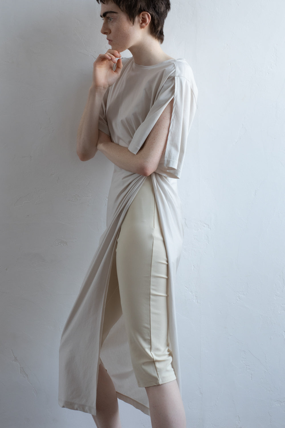 Elastic Rib Half Leggings (ls52565P)