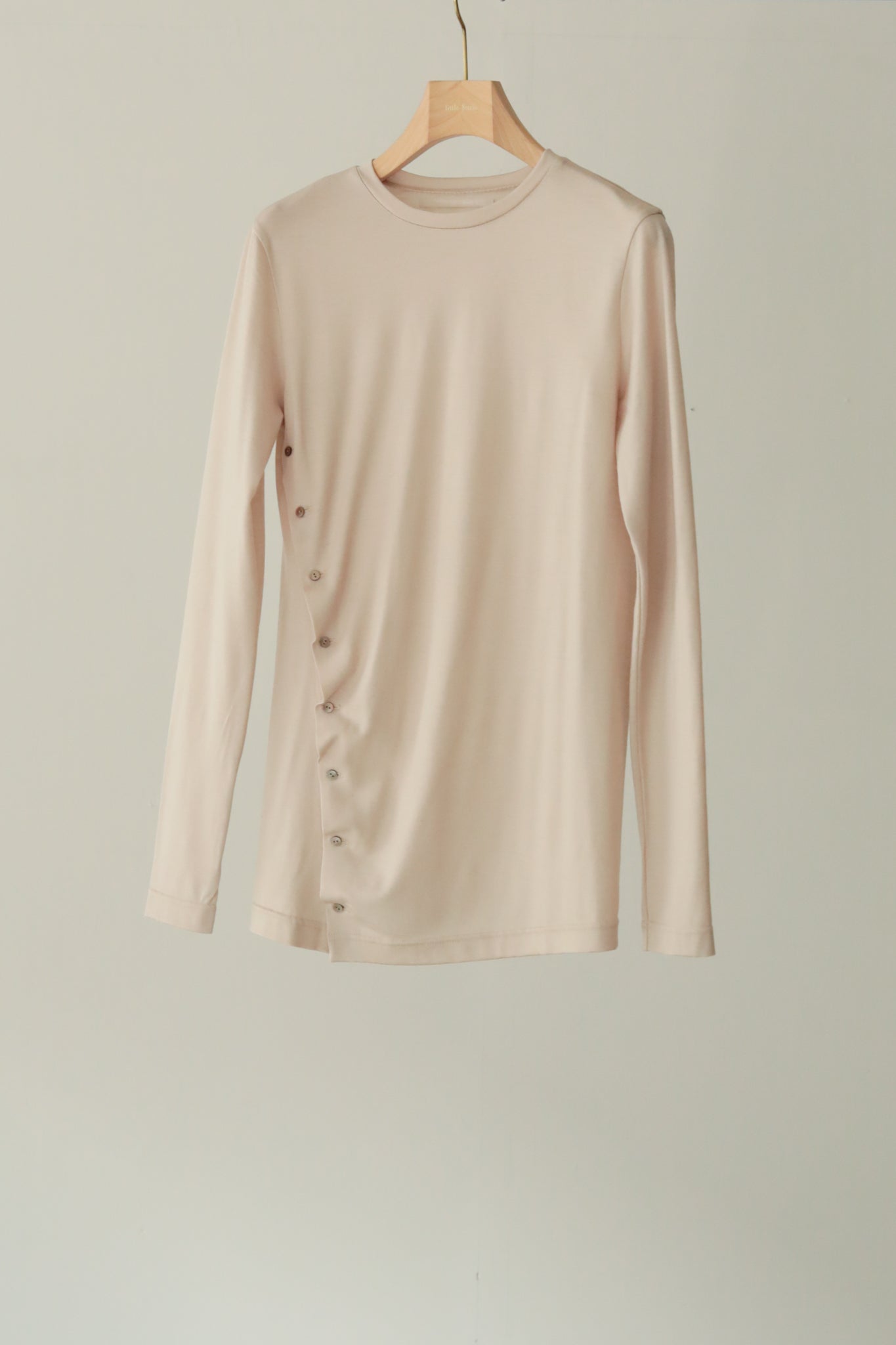 Wool Jersey Button-up Drape Top (ls34406T)