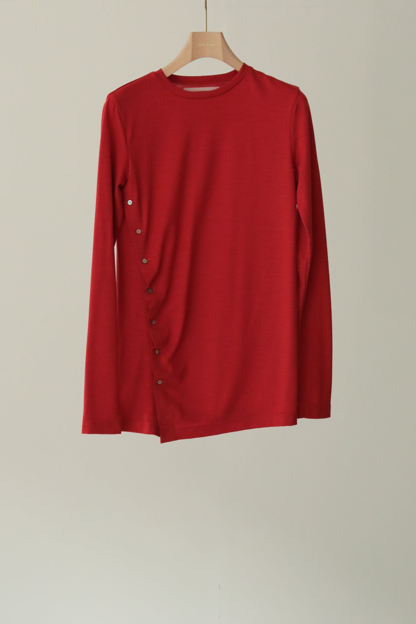 Wool Jersey Button-up Drape Top (ls34406T)