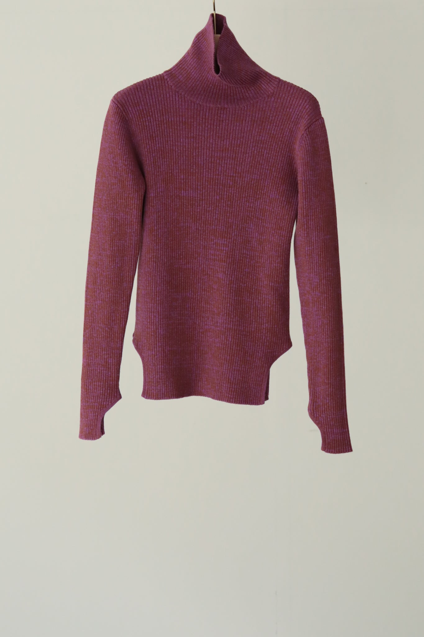 Wool Cotton Rib Curve Hem Turtle(ls34412K)