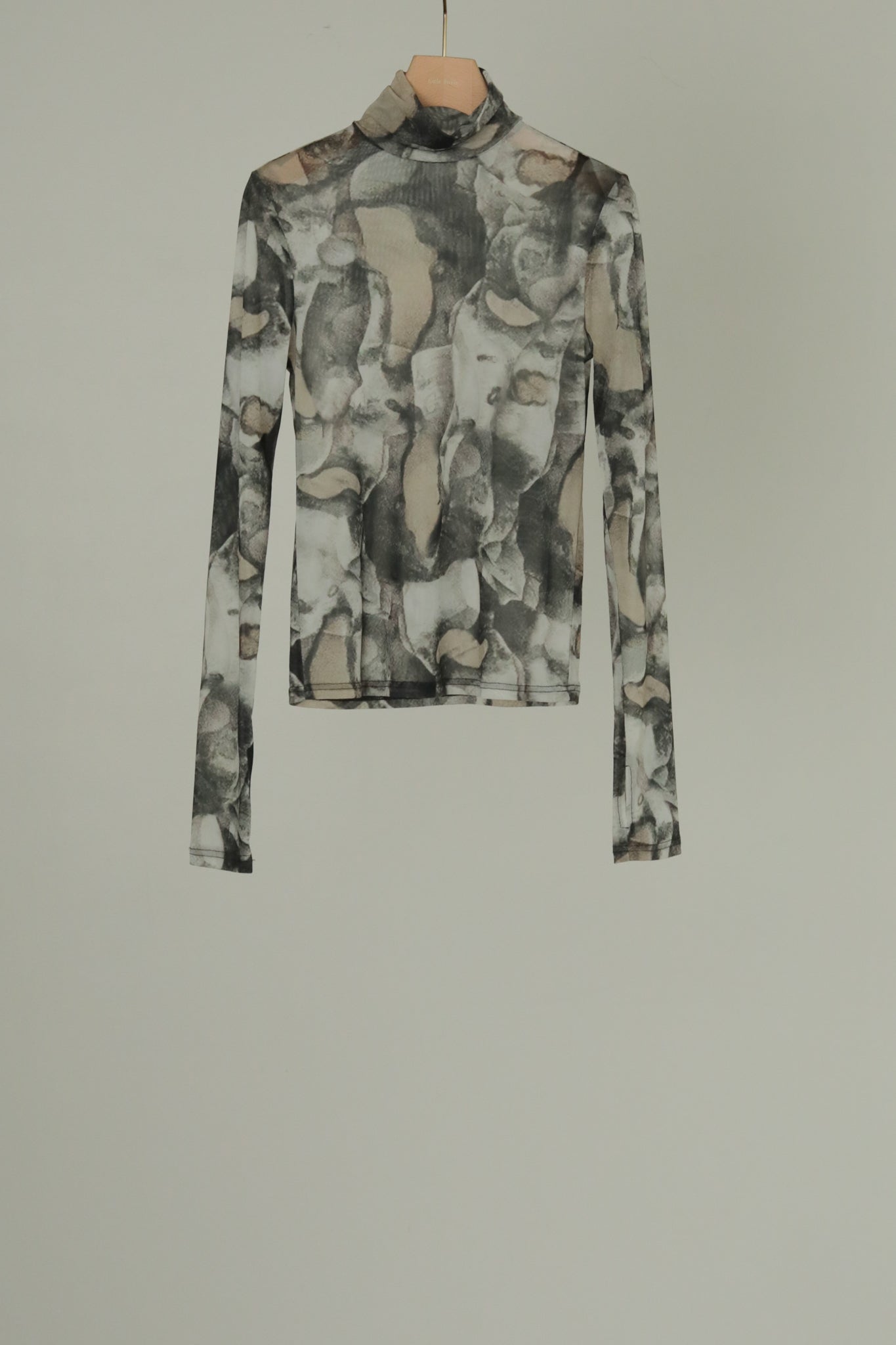 Stone Print Tulle High Neck Tops (ls44481T)