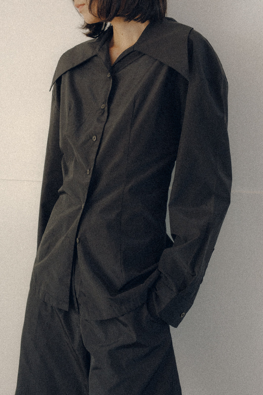 Sustainable Lawn 2way Big Collar Shirt(ls52513T)