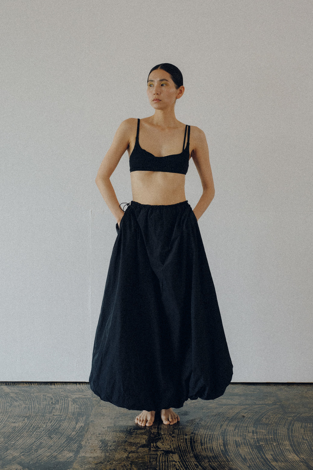 Chambray Taffeta Balloon Skirt(ls32373S)