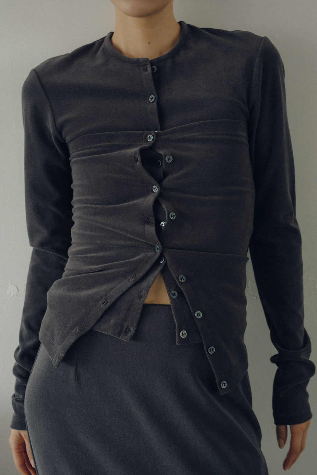 High Gauge Pile Tight Hem Cardigan (ls54568T)