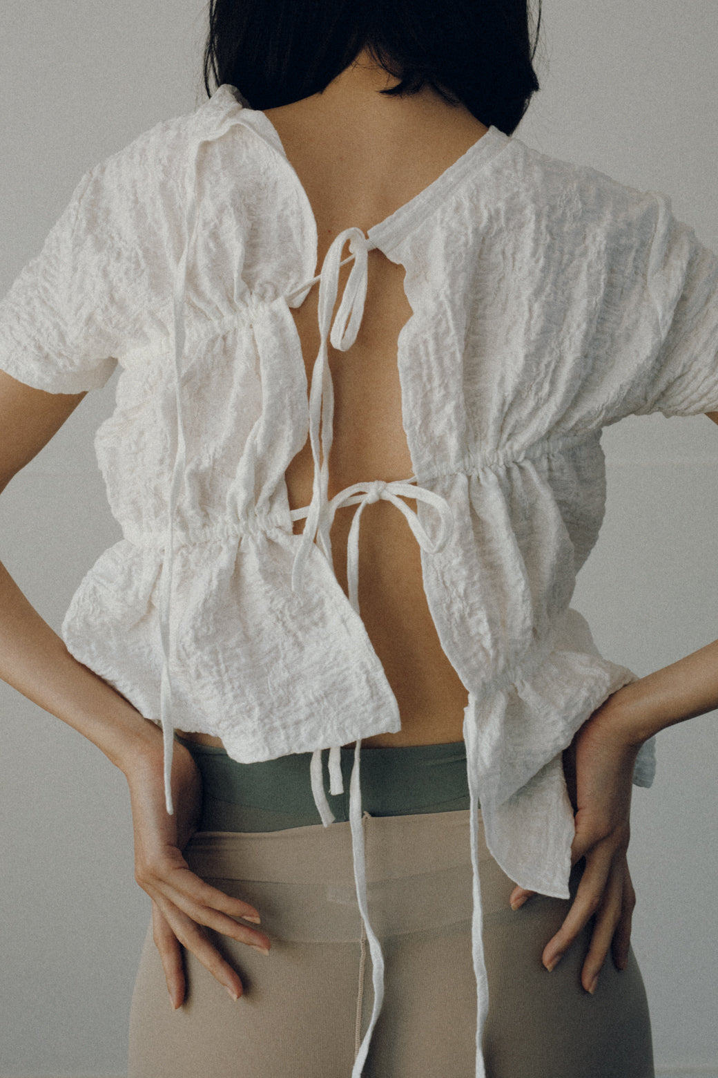 Organic Cotton Wrinkle Russell Drawstring 2way Top (ls52567T)