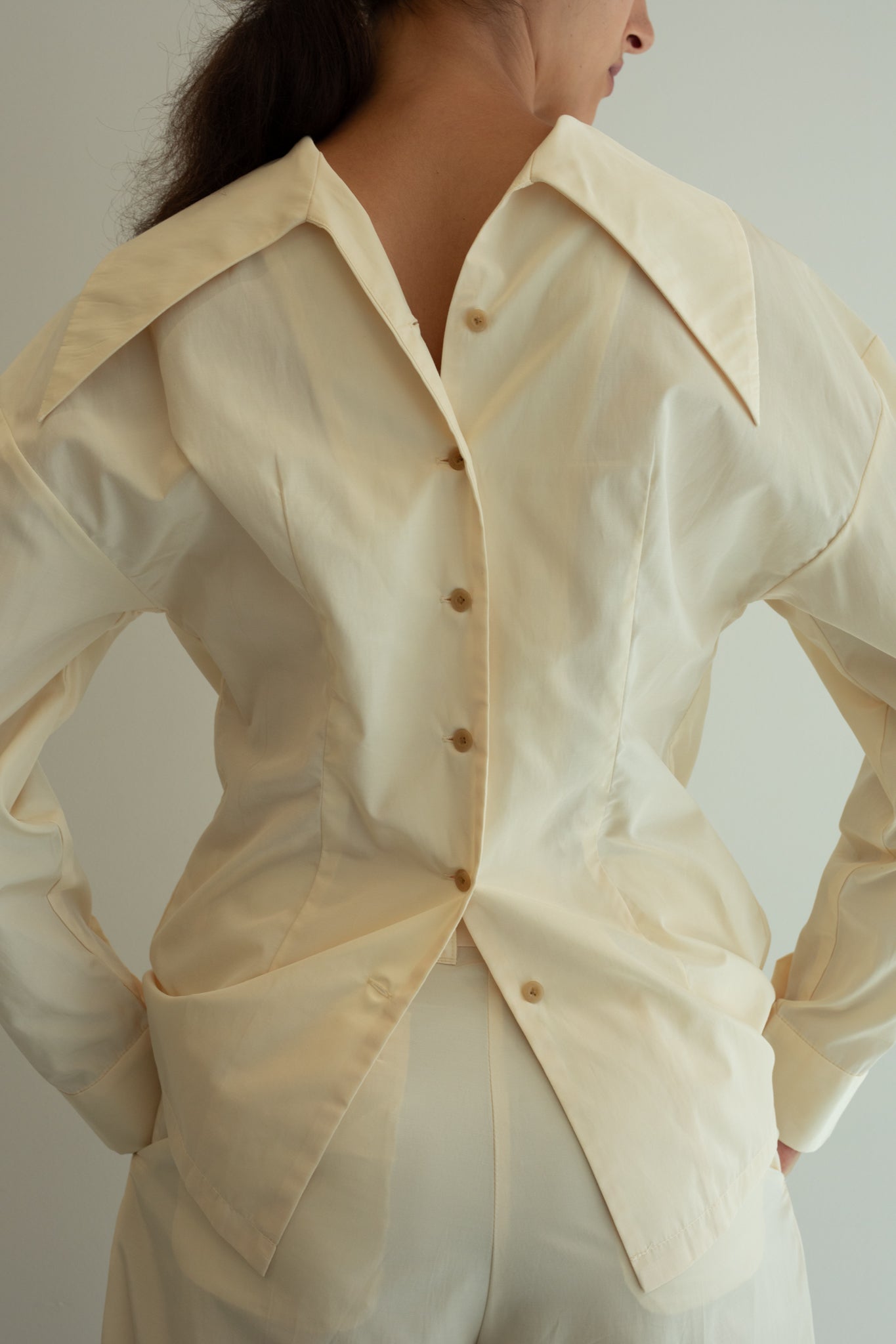 Sustainable Lawn 2way Big Collar Shirt(ls52513T)
