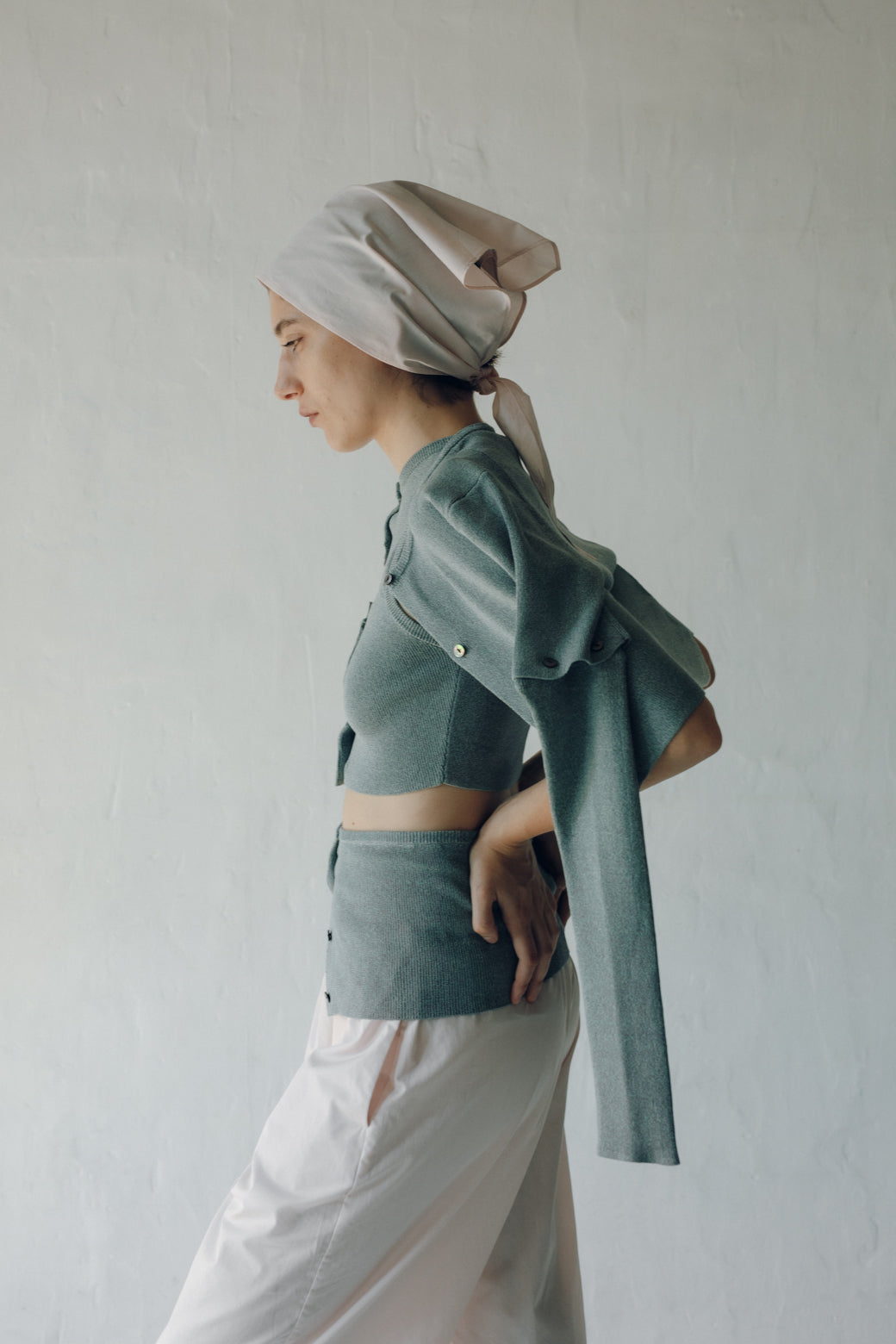 Cotton Rib Knit Detachable Cardigan (ls62577K)