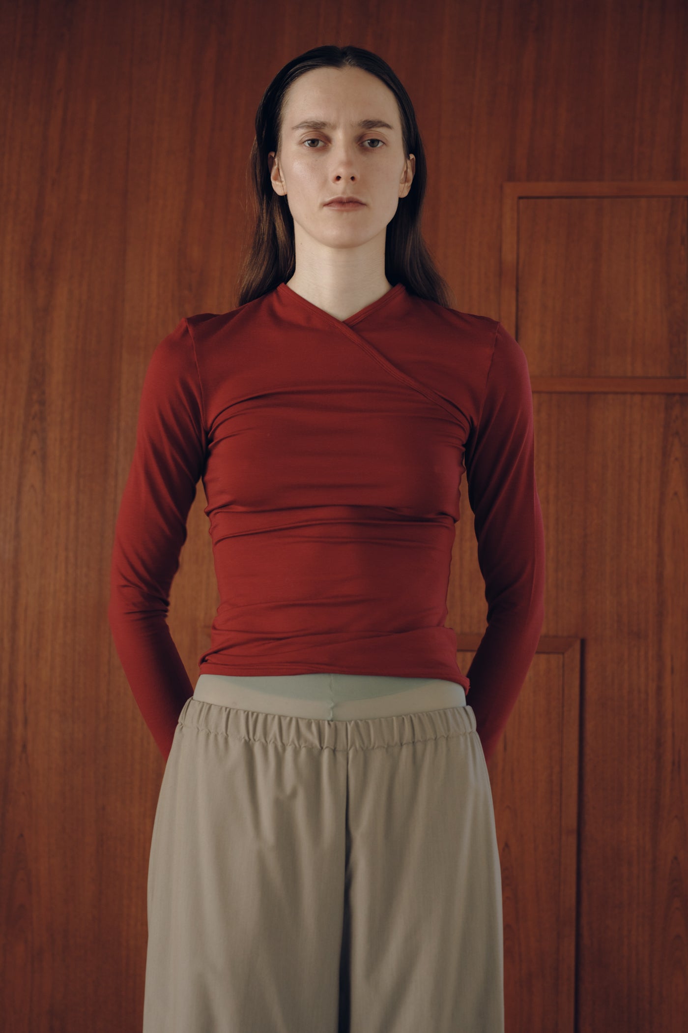 Eucalyptus Jersey Cache-coeur Top (ls64598T)