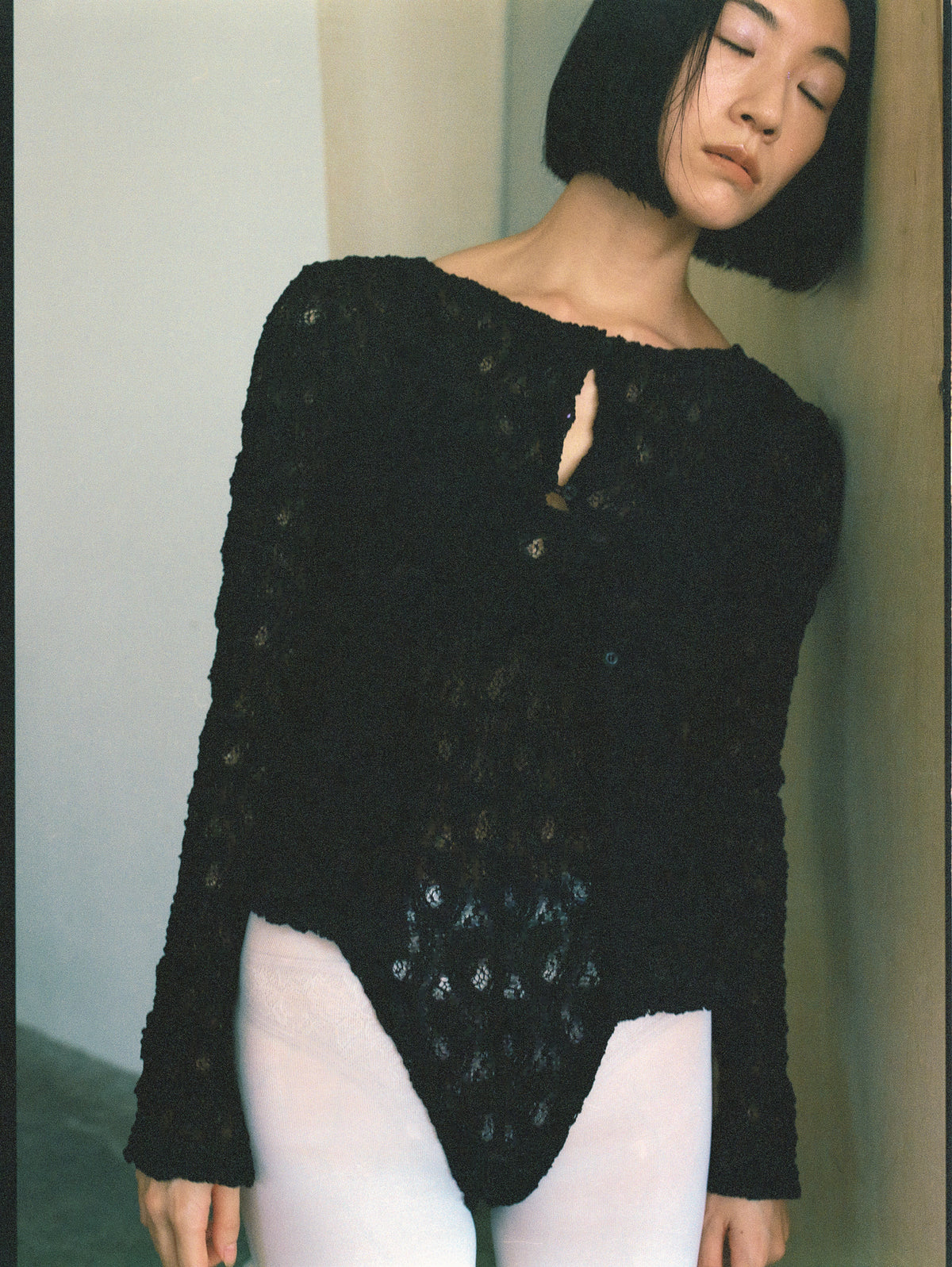 Cotton Shrink Lace Bodysuit (ls72633T)