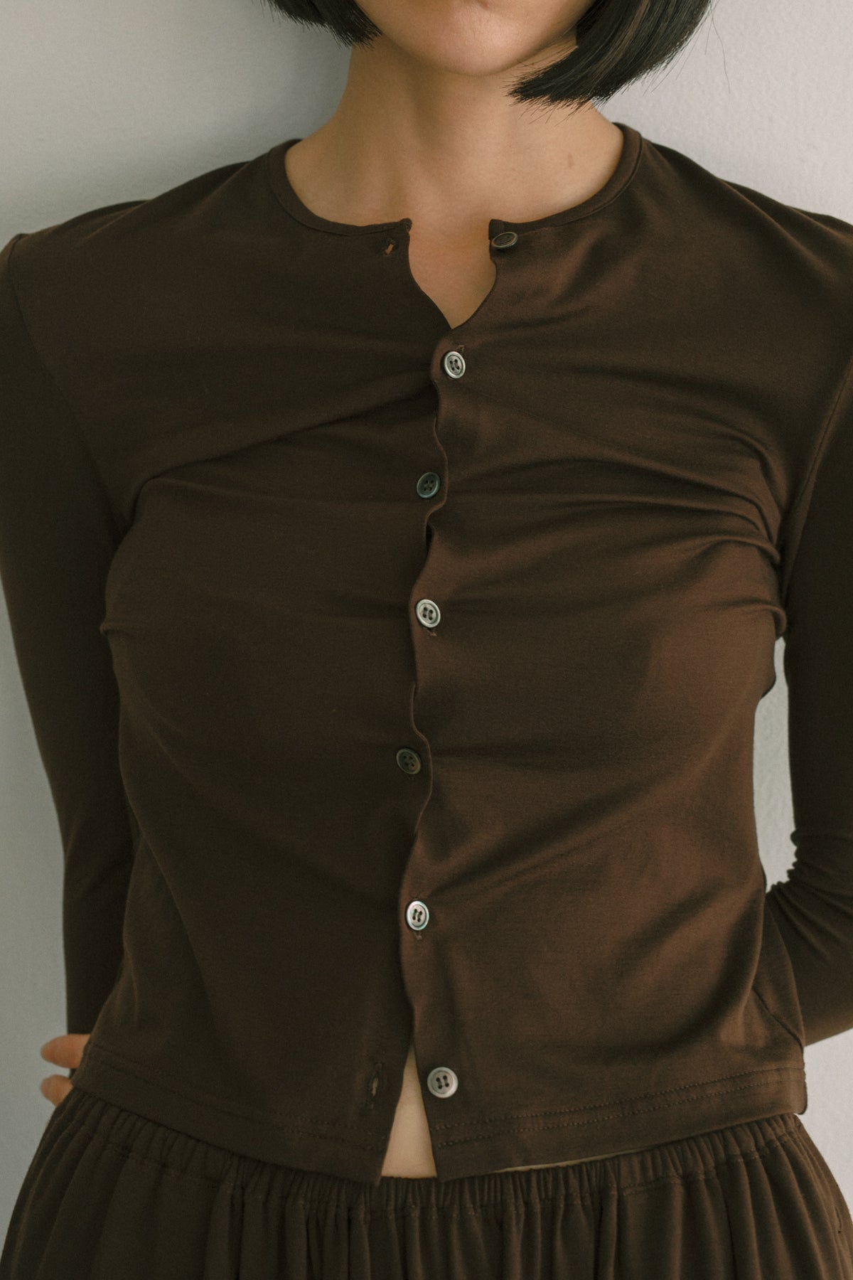Eucalyptus Jersey Wavy Front Cardigan (ls72653T)