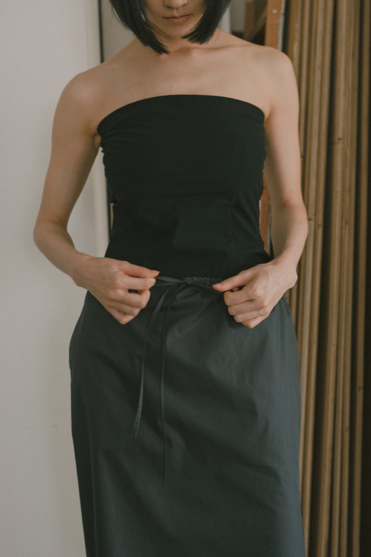 C/P Typewriter Midi Drawstring Skirt (ls72651S)