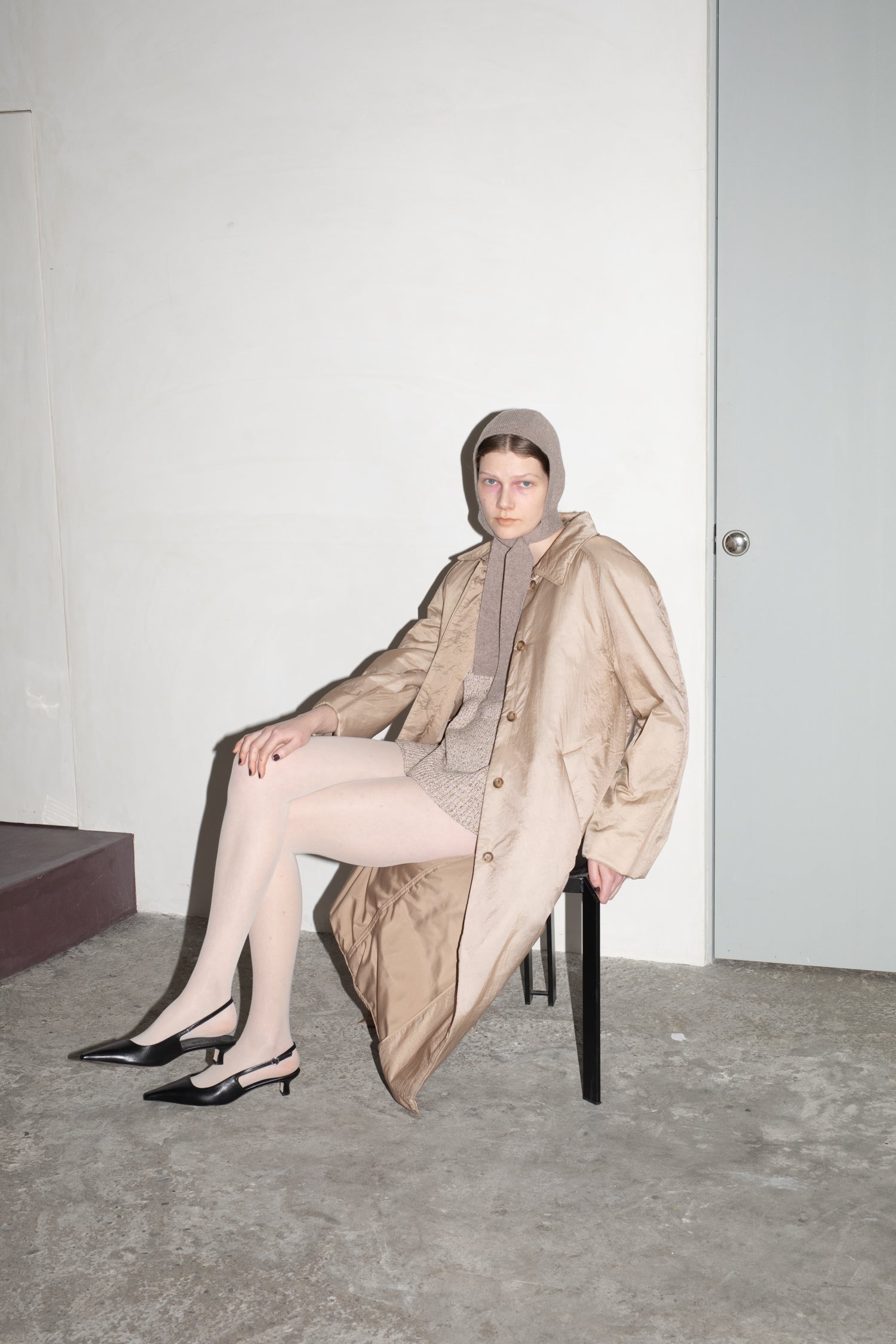 【Pre-order】Sheer Nylon Patted Long Coat (ls54535J)