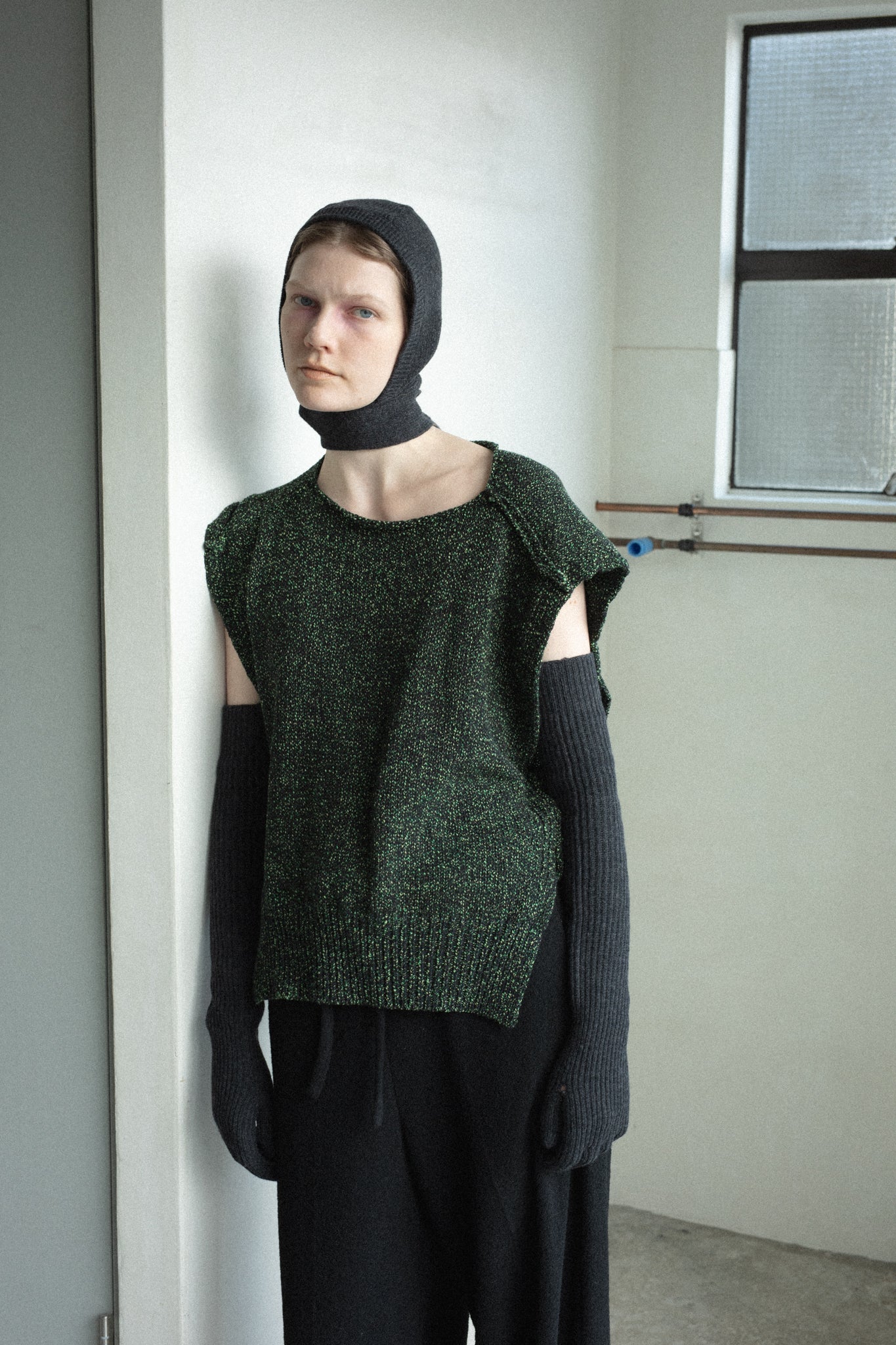 Wool Cotton Mix Color Knit Vest (ls54557K)