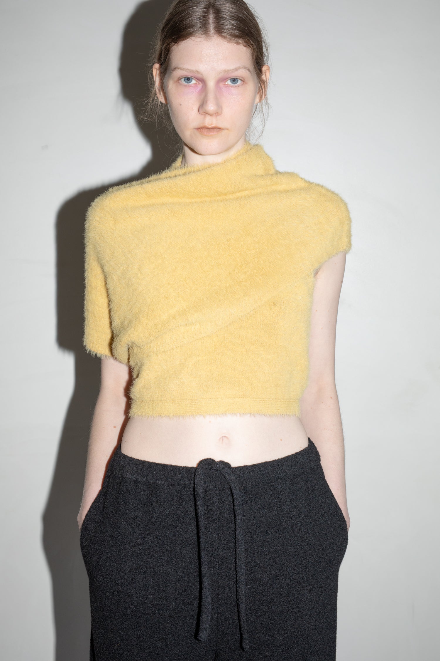 Nylon Fur Drape Knit Cape (ls54532K)