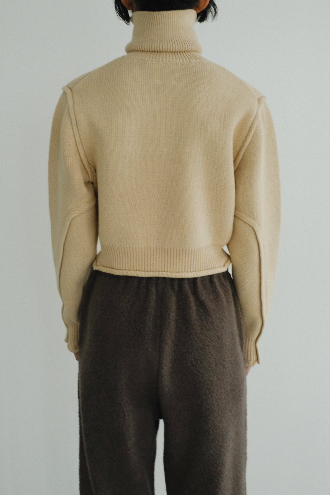 Turtleneck Acid Wash Milan Rib Sweater (ls44458K)