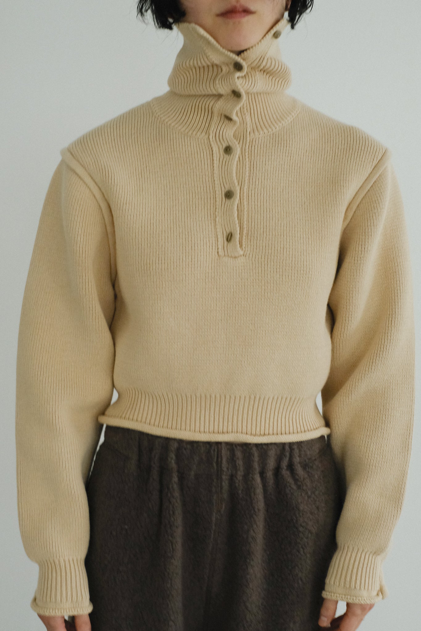 Turtleneck Acid Wash Milan Rib Sweater (ls44458K)