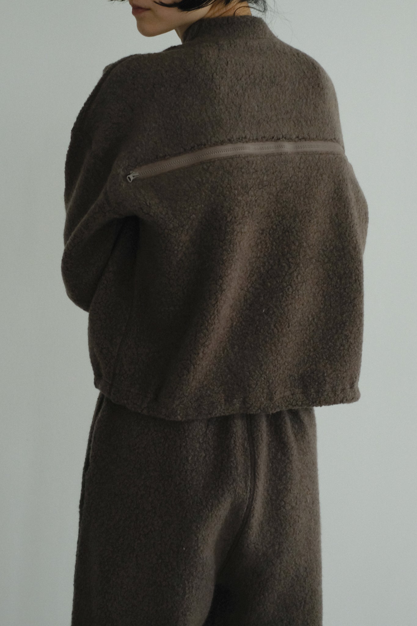 Wool Angola Pile Harf Zip Over PO (ls44475T)